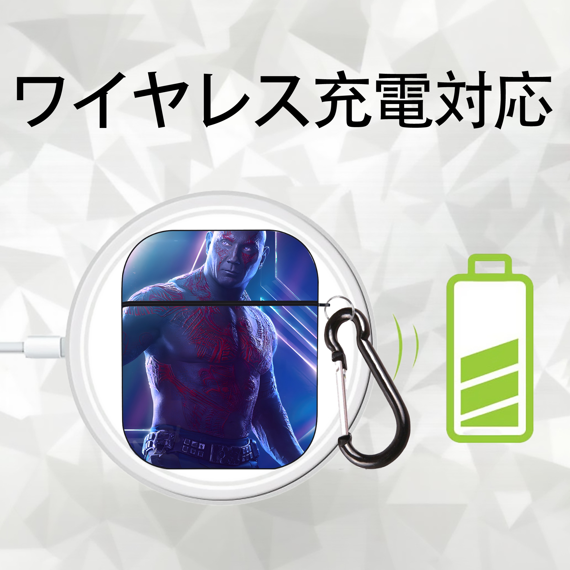 アベンジャーズ The Avengers AirPods 第2世代保護ケース ハードシェル ブラック 耐衝撃・防指紋・カラビナ付き