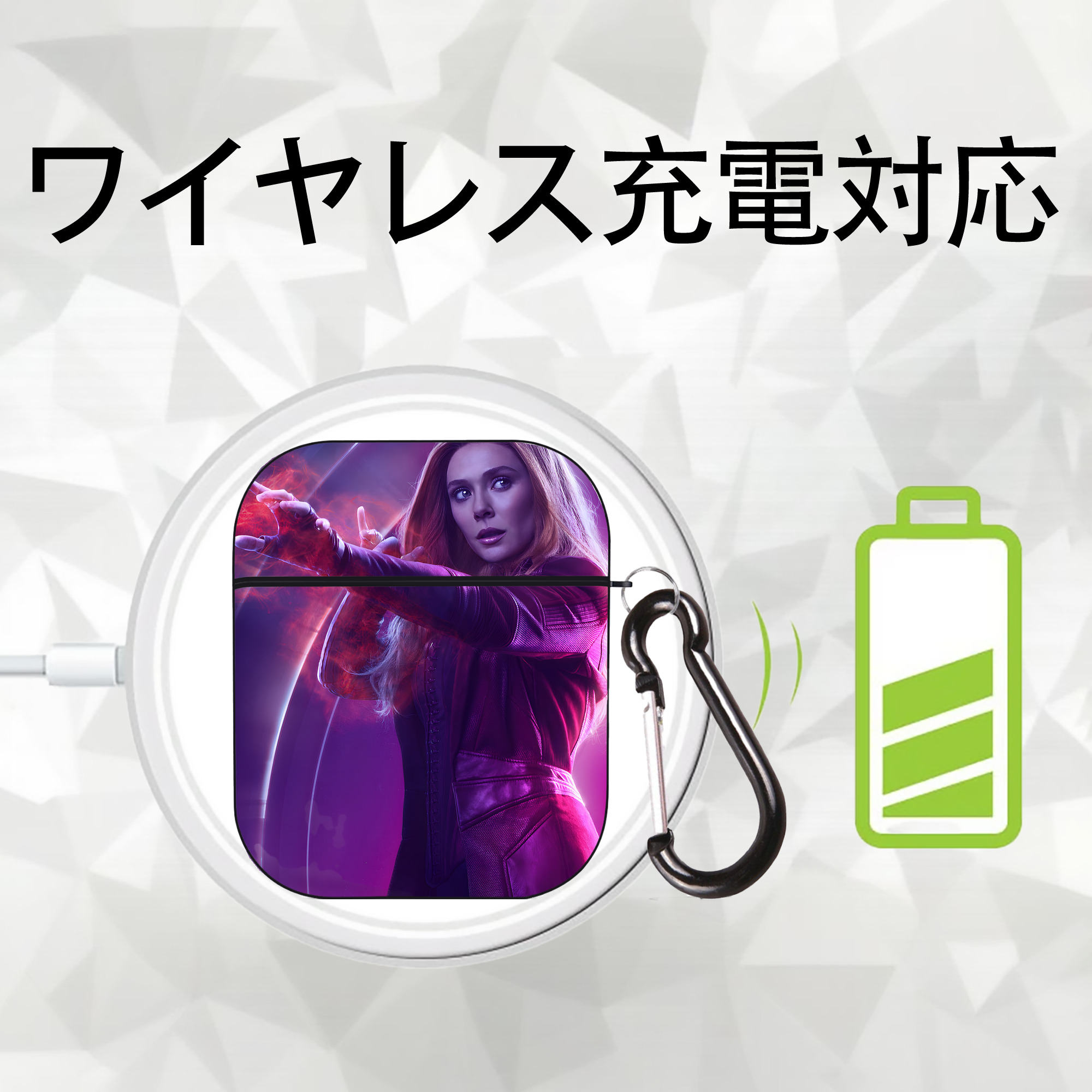 アベンジャーズ The Avengers AirPods 第2世代保護ケース ハードシェル ブラック 耐衝撃・防指紋・カラビナ付き