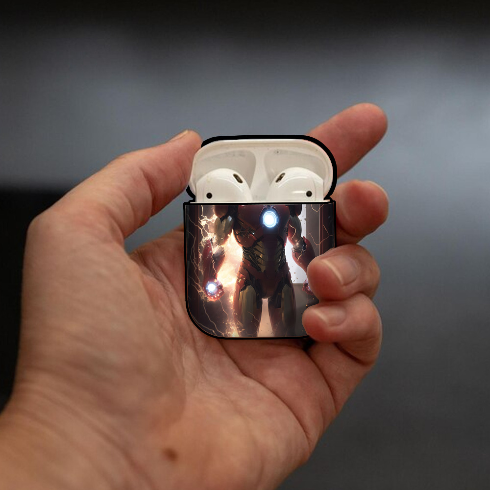 アベンジャーズ The Avengers AirPods 第2世代保護ケース ハードシェル ブラック 耐衝撃・防指紋・カラビナ付き