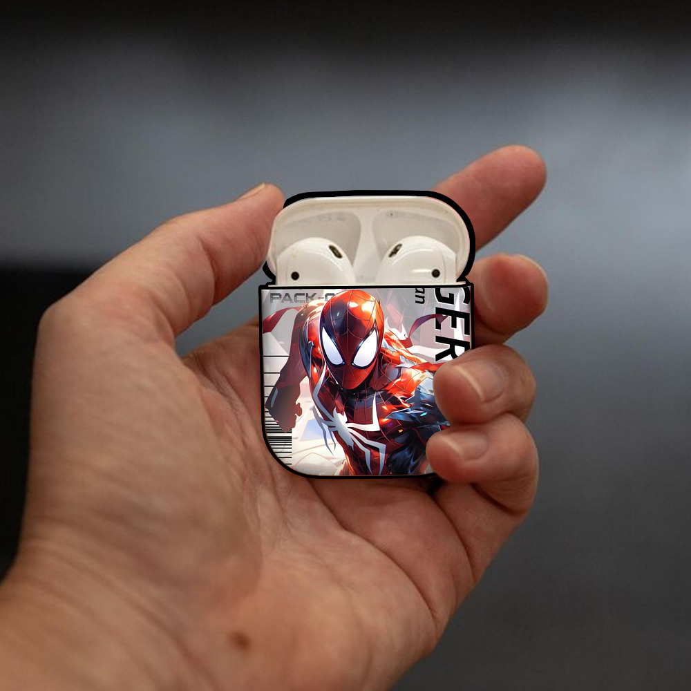 アベンジャーズ The Avengers AirPods 第2世代保護ケース ハードシェル ブラック 耐衝撃・防指紋・カラビナ付き