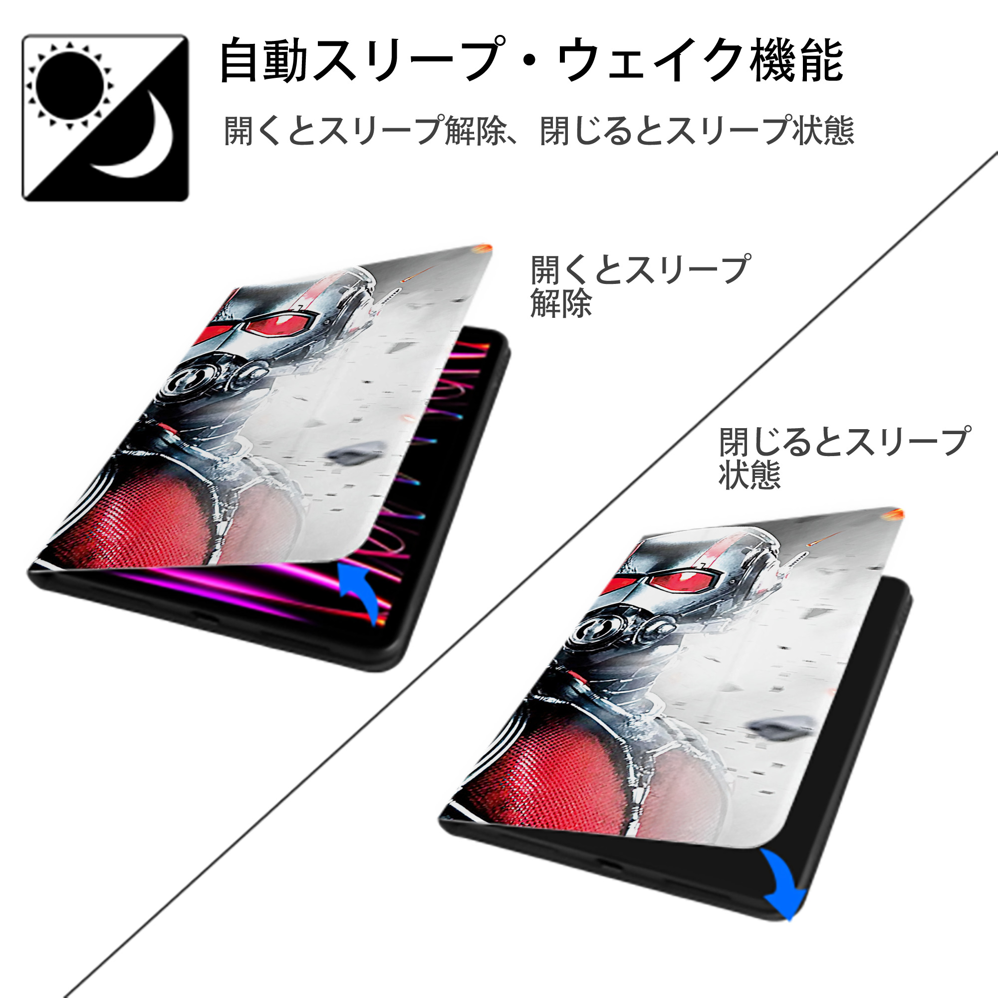 アベンジャーズ The Avengers IPad ケース ブック型 PUレザー TPU 耐衝撃 軽量 薄型 ペン収納なし 全面保護 IPad 各モデル対応