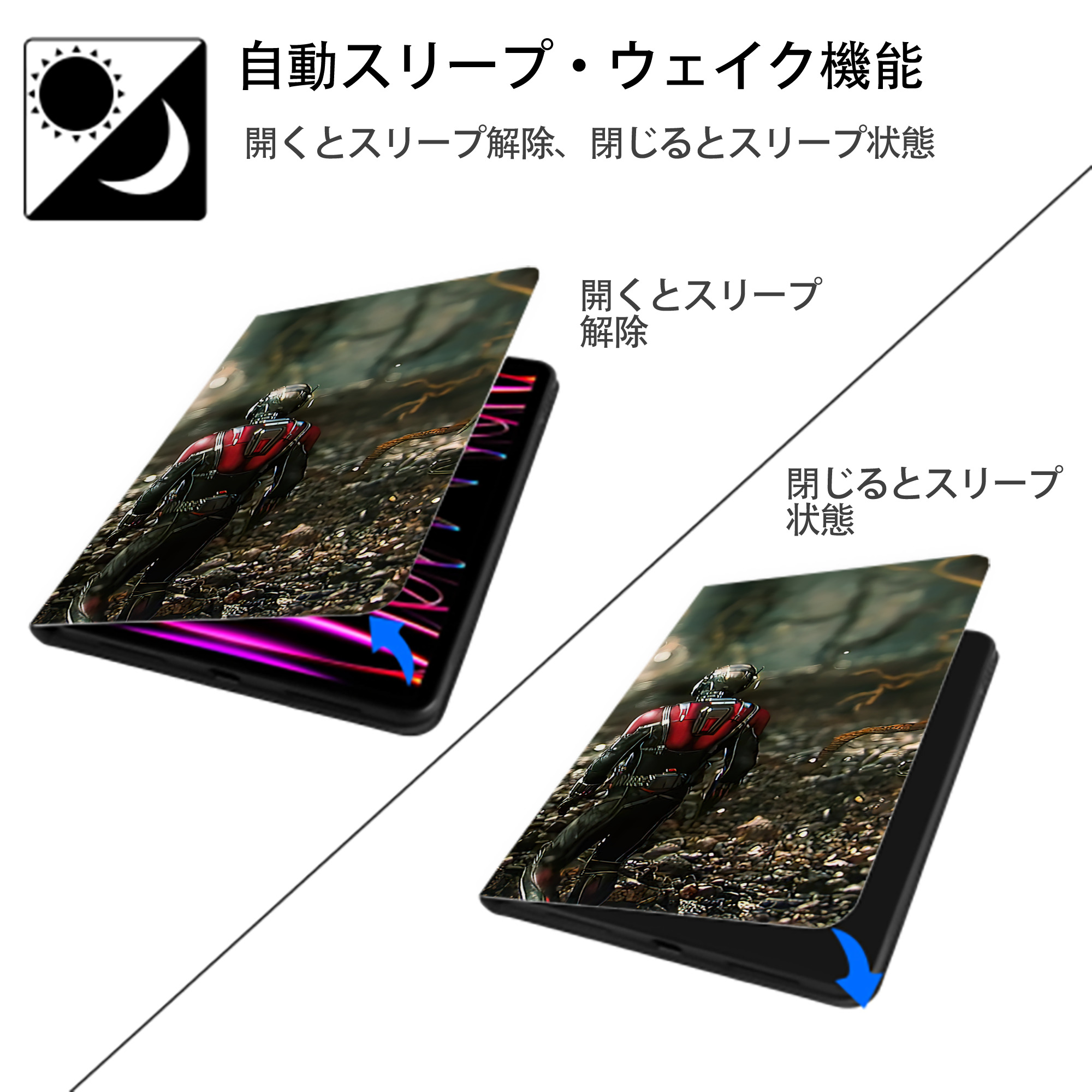 アベンジャーズ The Avengers IPad ケース ブック型 PUレザー TPU 耐衝撃 軽量 薄型 ペン収納なし 全面保護 IPad 各モデル対応