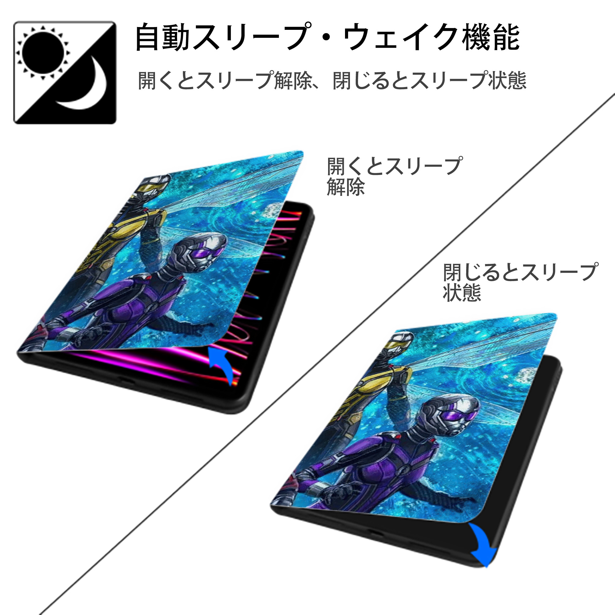 アベンジャーズ The Avengers IPad ケース ブック型 PUレザー TPU 耐衝撃 軽量 薄型 ペン収納なし 全面保護 IPad 各モデル対応