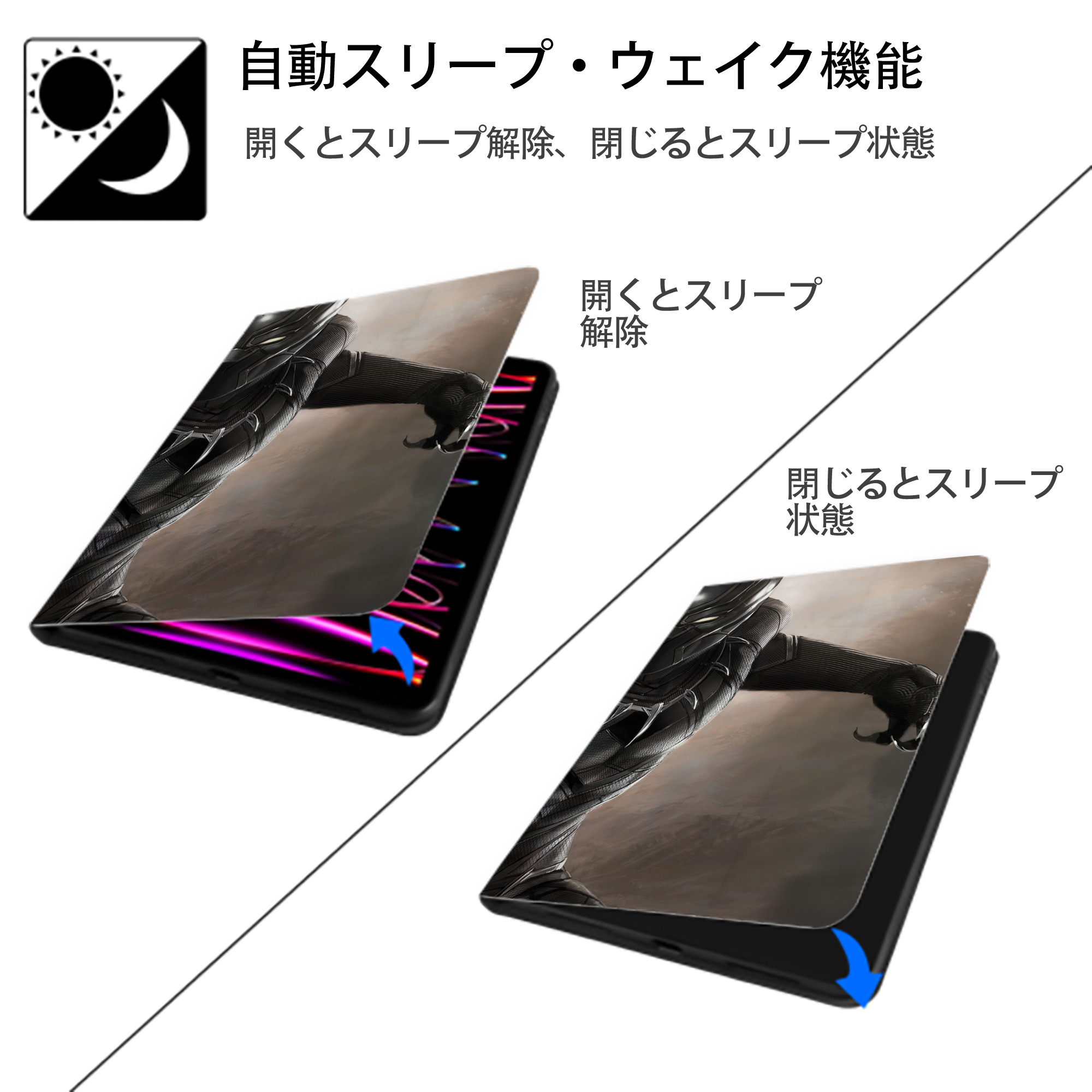アベンジャーズ The Avengers IPad ケース ブック型 PUレザー TPU 耐衝撃 軽量 薄型 ペン収納なし 全面保護 IPad 各モデル対応