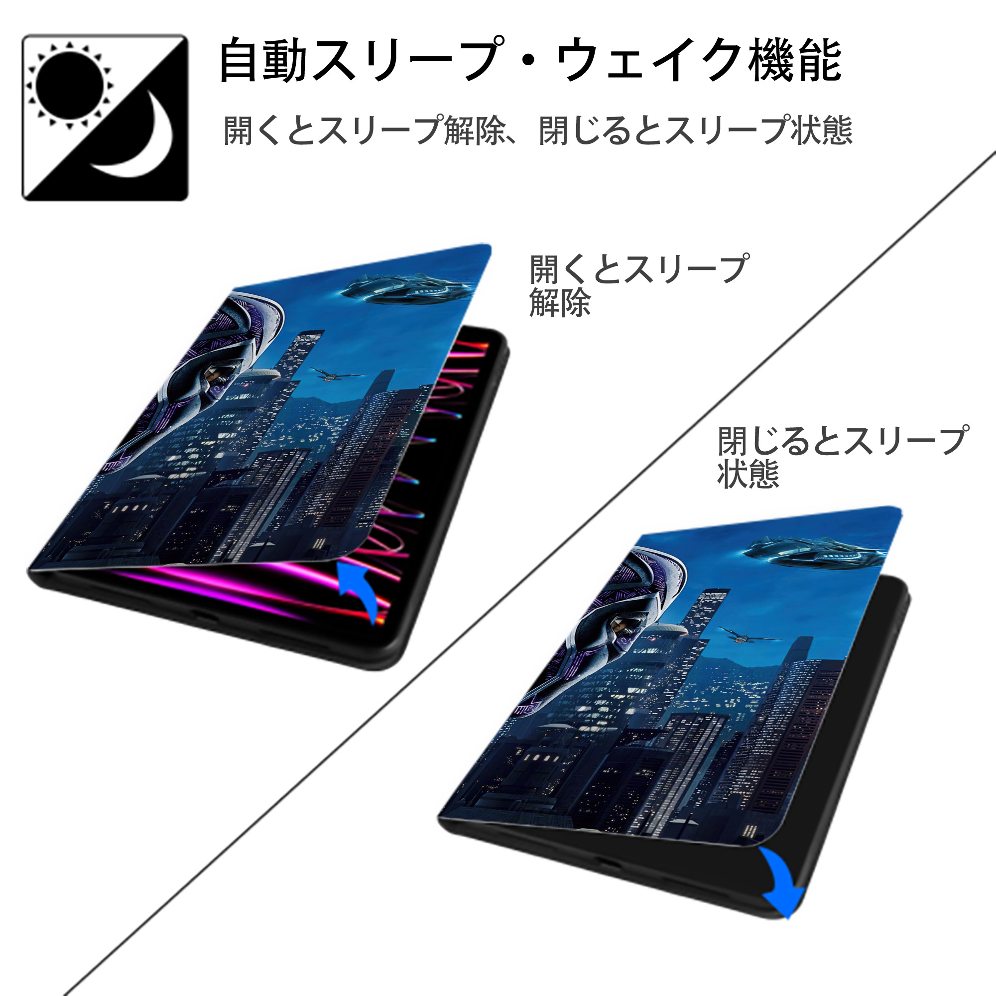 アベンジャーズ The Avengers IPad ケース ブック型 PUレザー TPU 耐衝撃 軽量 薄型 ペン収納なし 全面保護 IPad 各モデル対応