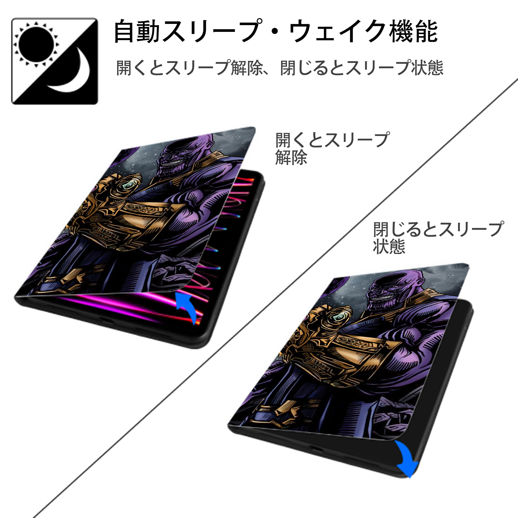 アベンジャーズ The Avengers IPad ケース ブック型 PUレザー TPU 耐衝撃 軽量 薄型 ペン収納なし 全面保護 IPad 各モデル対応