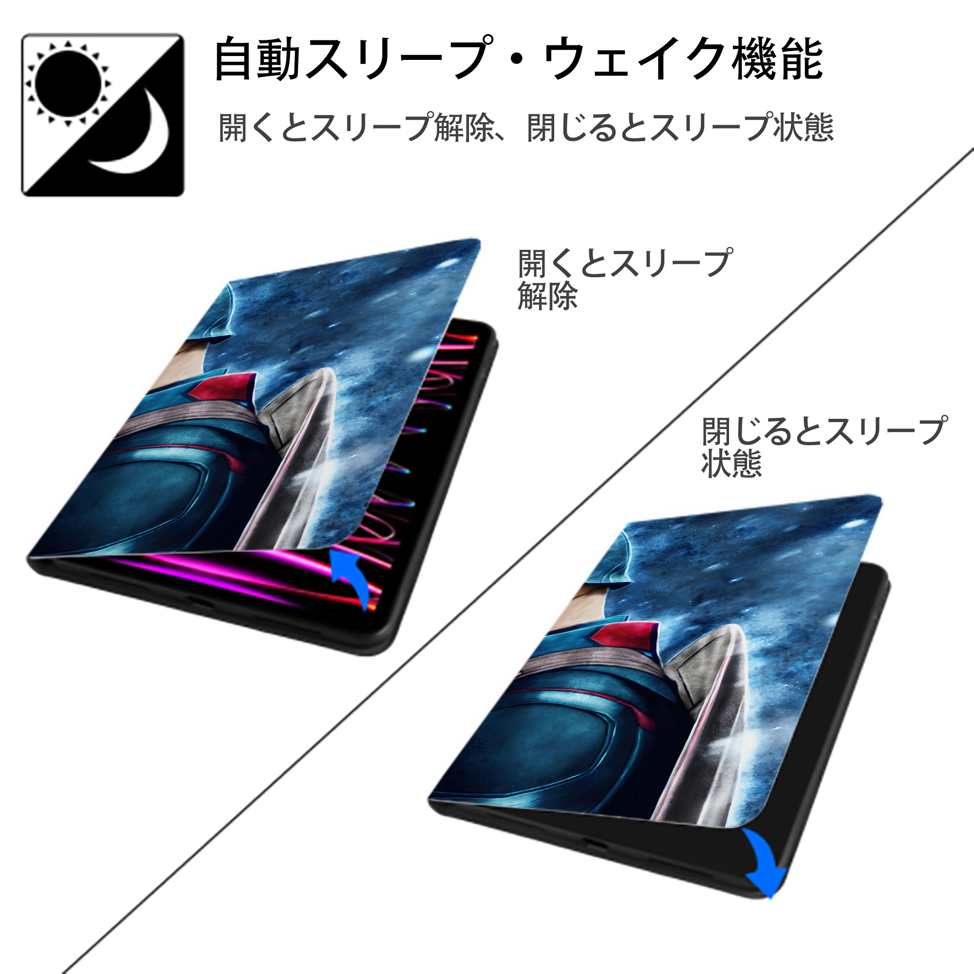 アベンジャーズ The Avengers IPad ケース ブック型 PUレザー TPU 耐衝撃 軽量 薄型 ペン収納なし 全面保護 IPad 各モデル対応