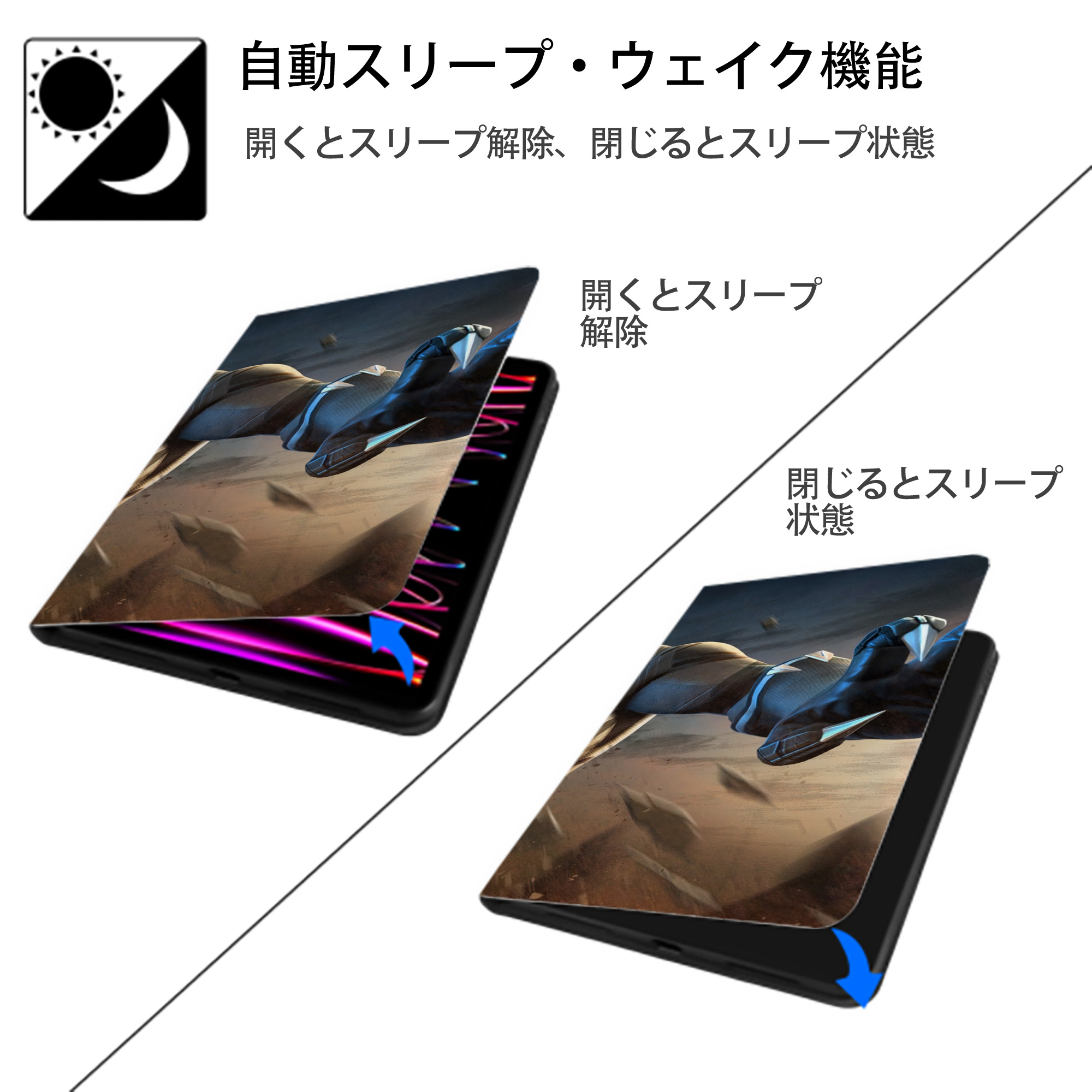 アベンジャーズ The Avengers IPad ケース ブック型 PUレザー TPU 耐衝撃 軽量 薄型 ペン収納なし 全面保護 IPad 各モデル対応