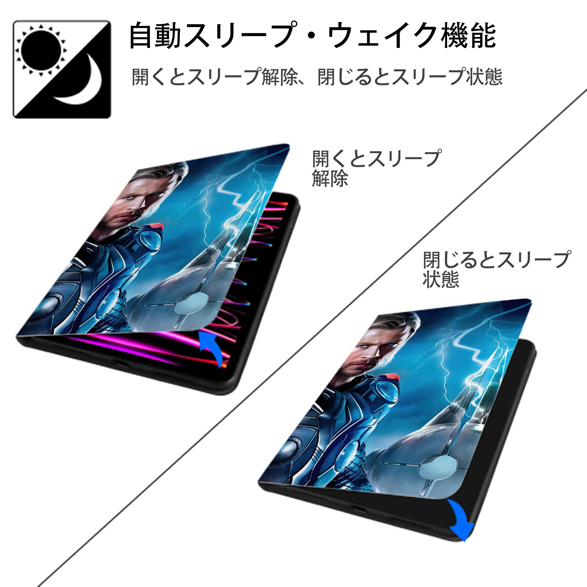 アベンジャーズ The Avengers IPad ケース ブック型 PUレザー TPU 耐衝撃 軽量 薄型 ペン収納なし 全面保護 IPad 各モデル対応