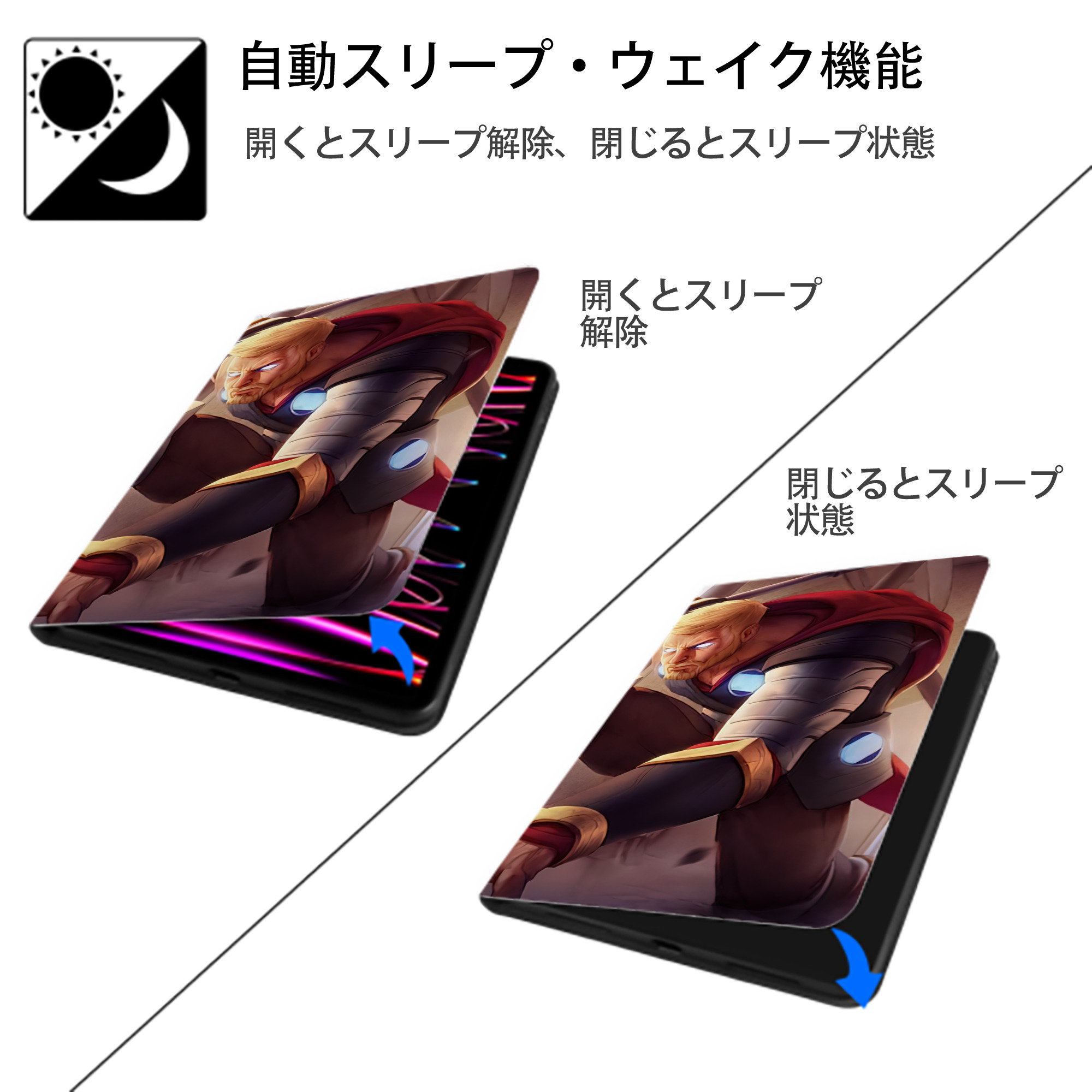 アベンジャーズ The Avengers IPad ケース ブック型 PUレザー TPU 耐衝撃 軽量 薄型 ペン収納なし 全面保護 IPad 各モデル対応