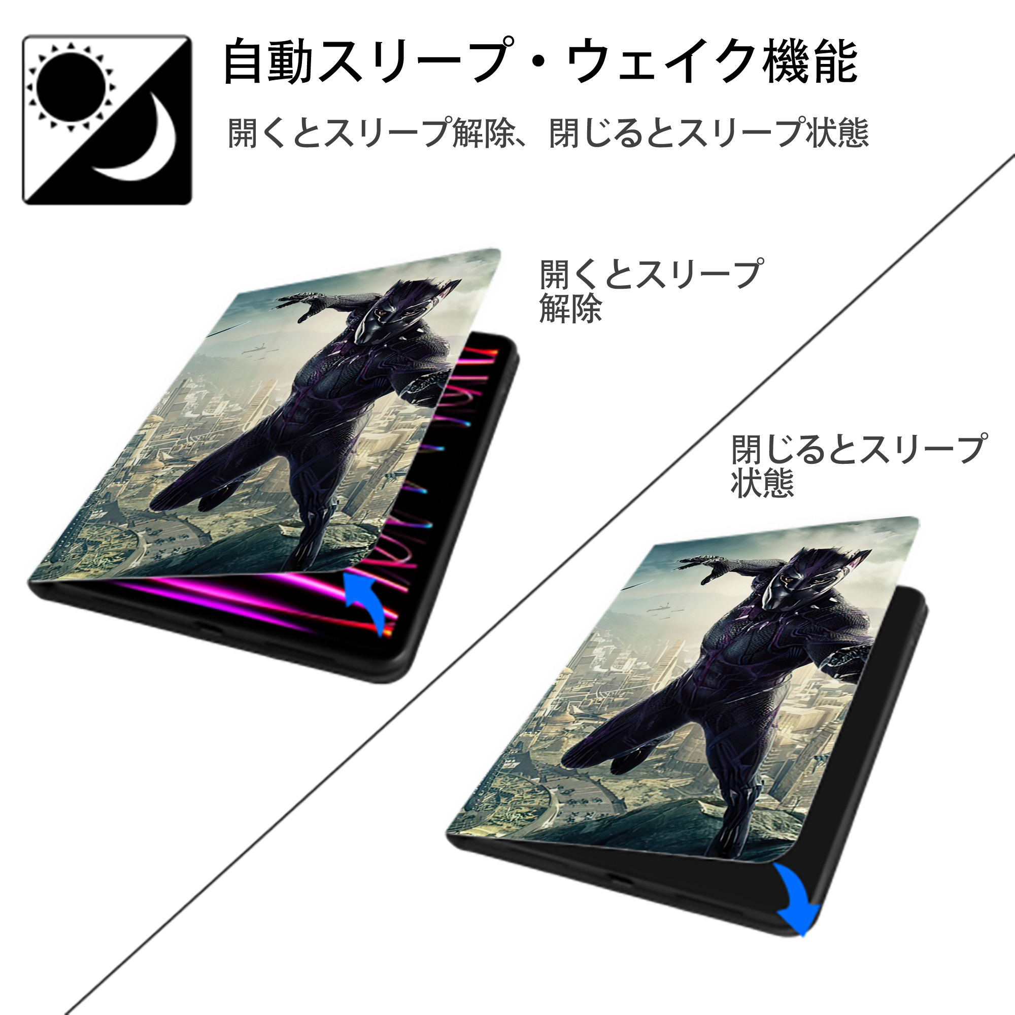 アベンジャーズ The Avengers IPad ケース ブック型 PUレザー TPU 耐衝撃 軽量 薄型 ペン収納なし 全面保護 IPad 各モデル対応