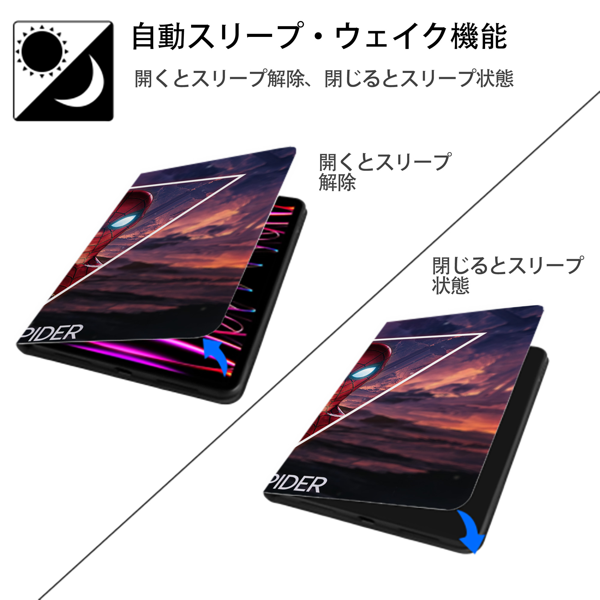 アベンジャーズ The Avengers IPad ケース ブック型 PUレザー TPU 耐衝撃 軽量 薄型 ペン収納なし 全面保護 IPad 各モデル対応