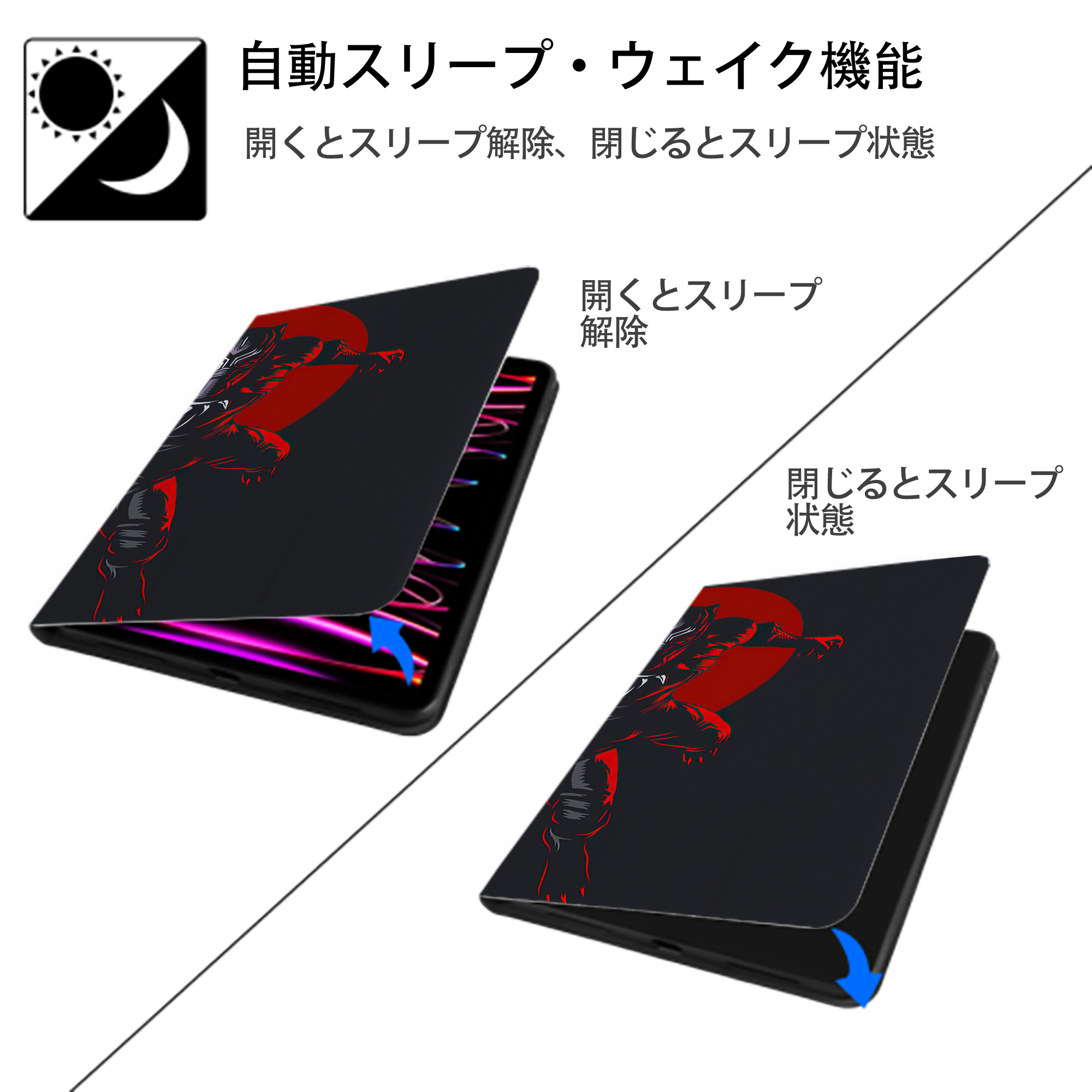 アベンジャーズ The Avengers IPad ケース ブック型 PUレザー TPU 耐衝撃 軽量 薄型 ペン収納なし 全面保護 IPad 各モデル対応