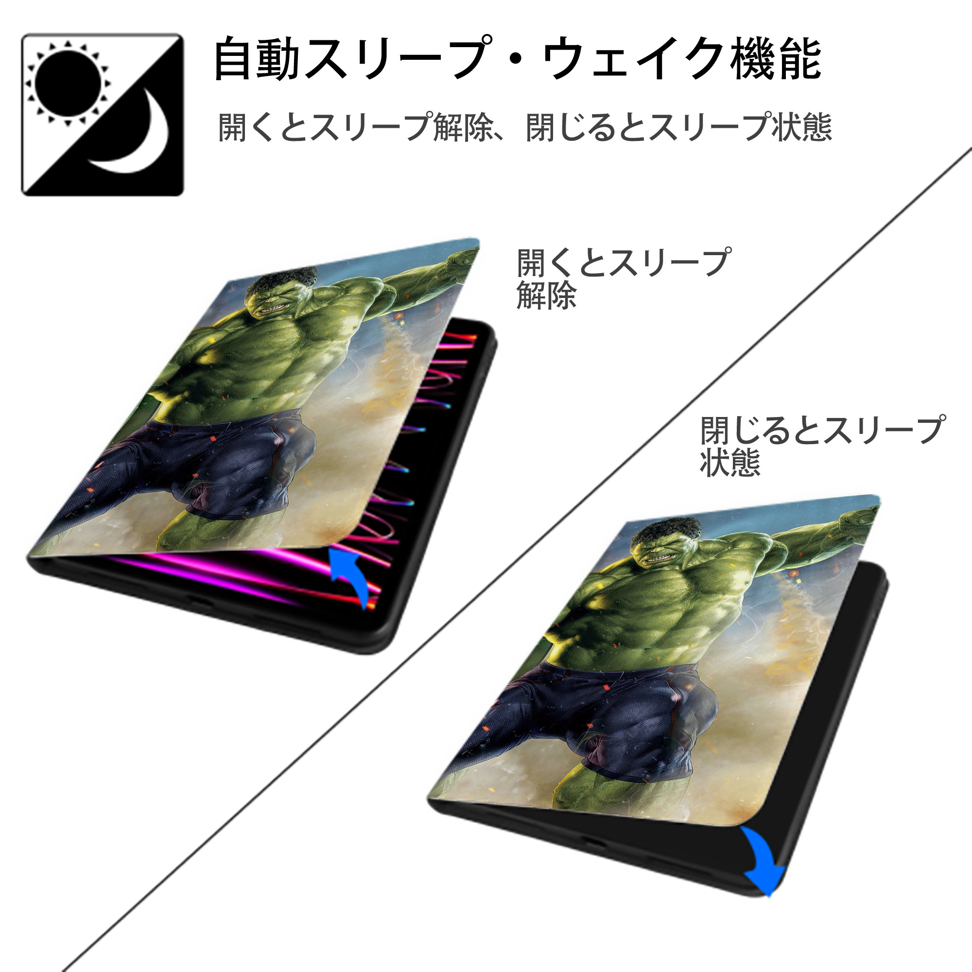 アベンジャーズ The Avengers IPad ケース ブック型 PUレザー TPU 耐衝撃 軽量 薄型 ペン収納なし 全面保護 IPad 各モデル対応