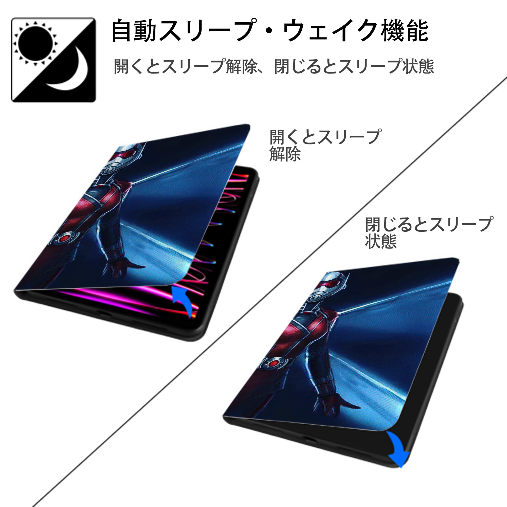 アベンジャーズ The Avengers IPad ケース ブック型 PUレザー TPU 耐衝撃 軽量 薄型 ペン収納なし 全面保護 IPad 各モデル対応