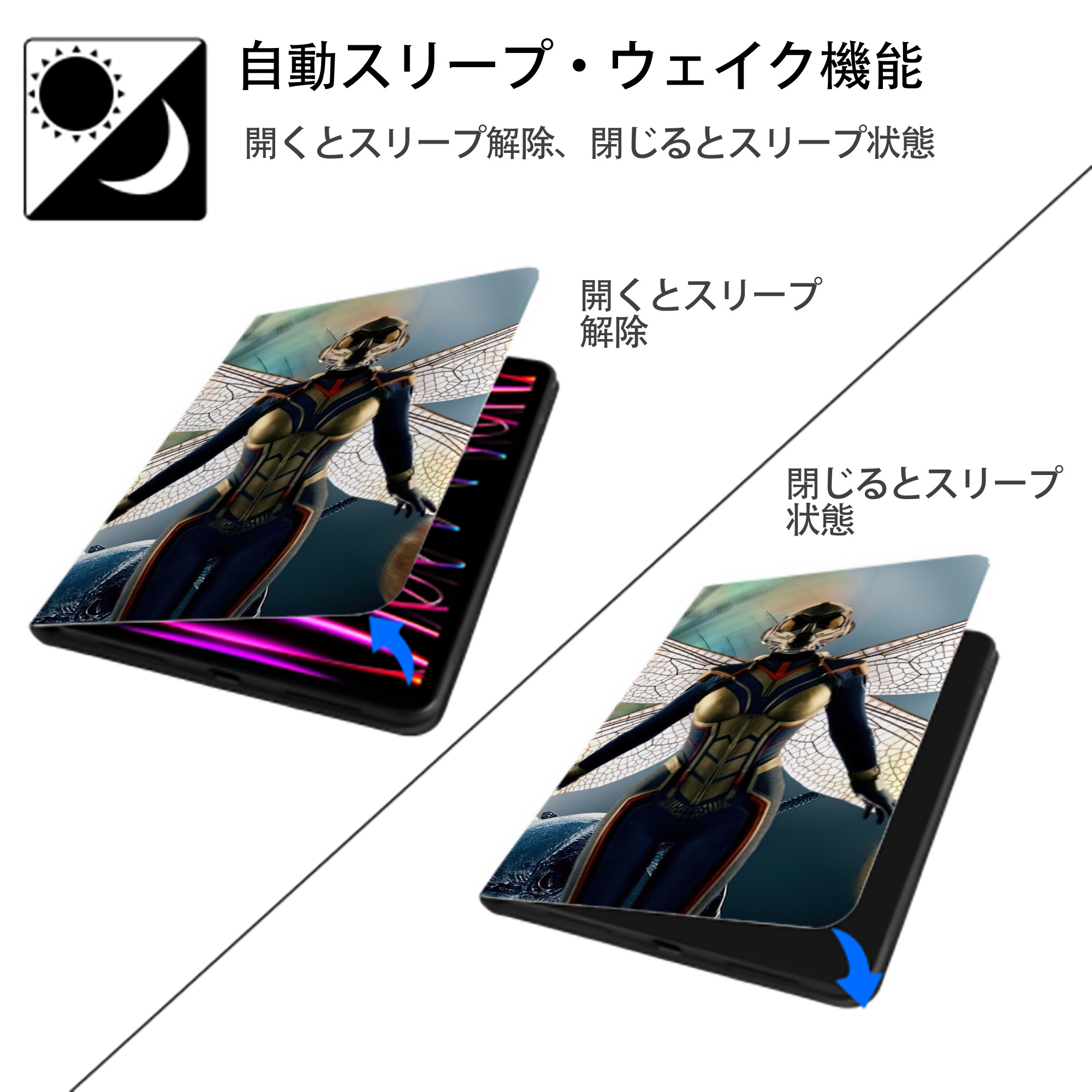 アベンジャーズ The Avengers IPad ケース ブック型 PUレザー TPU 耐衝撃 軽量 薄型 ペン収納なし 全面保護 IPad 各モデル対応