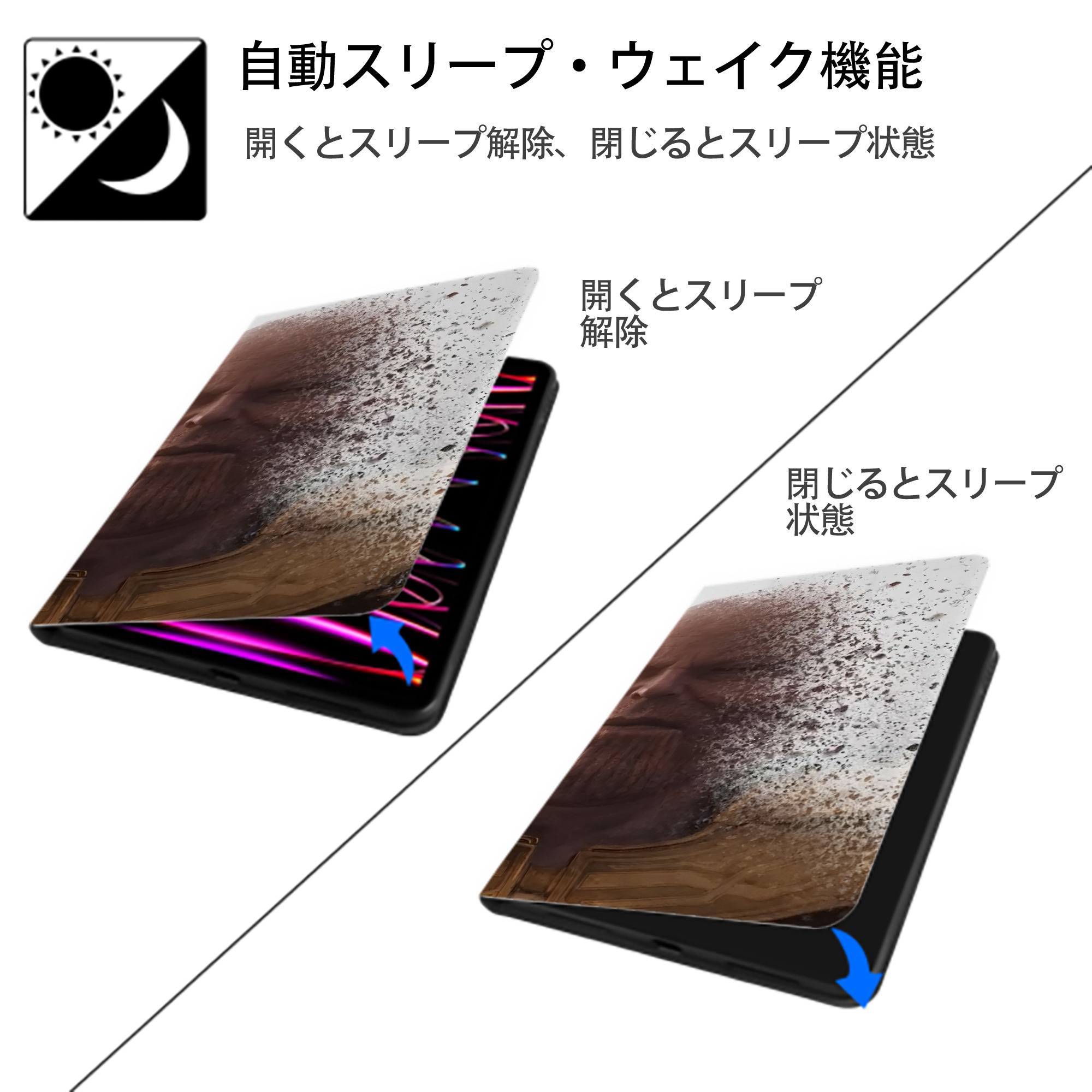 アベンジャーズ The Avengers IPad ケース ブック型 PUレザー TPU 耐衝撃 軽量 薄型 ペン収納なし 全面保護 IPad 各モデル対応