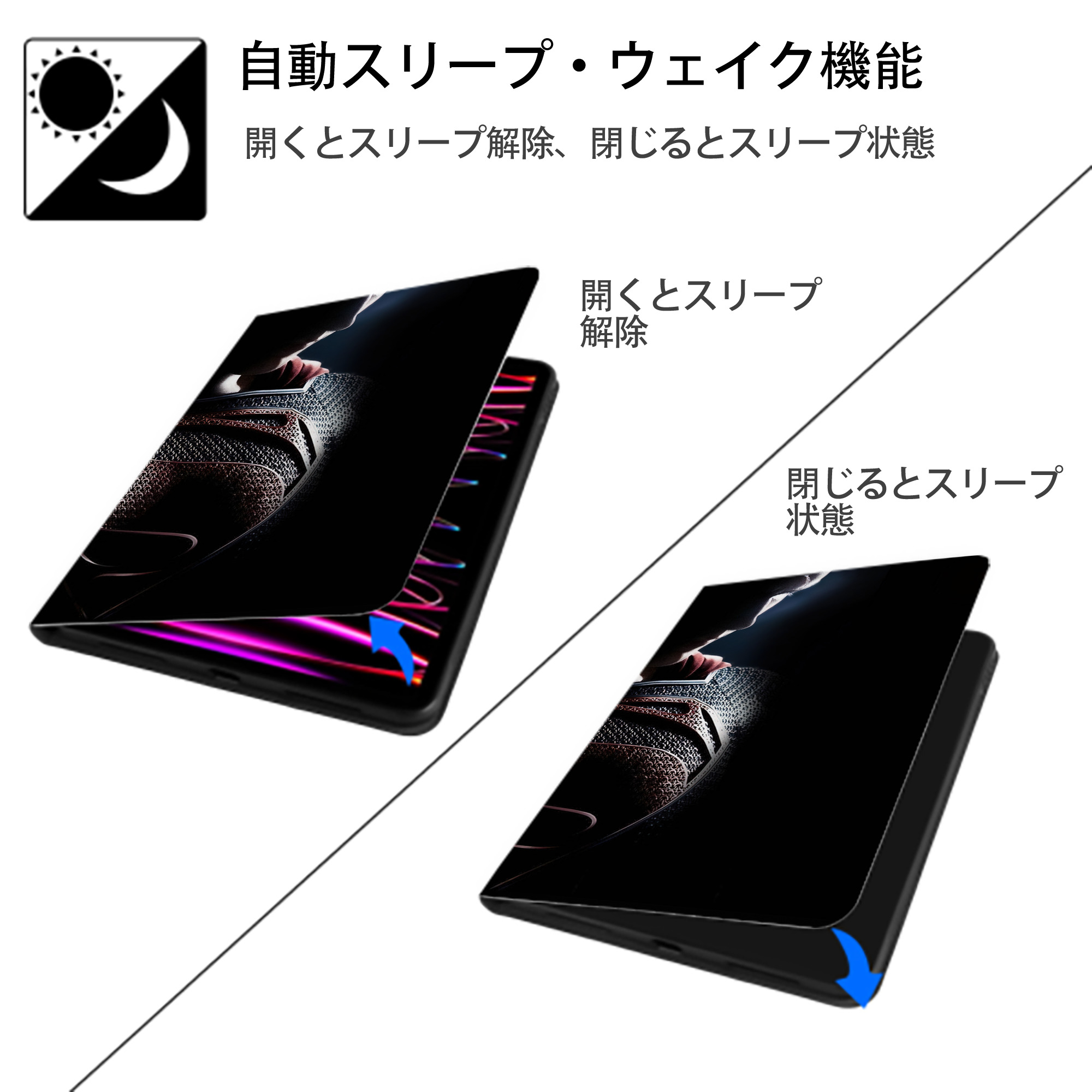 アベンジャーズ The Avengers IPadケース ペンホルダー付き ブックスタイルデザイン