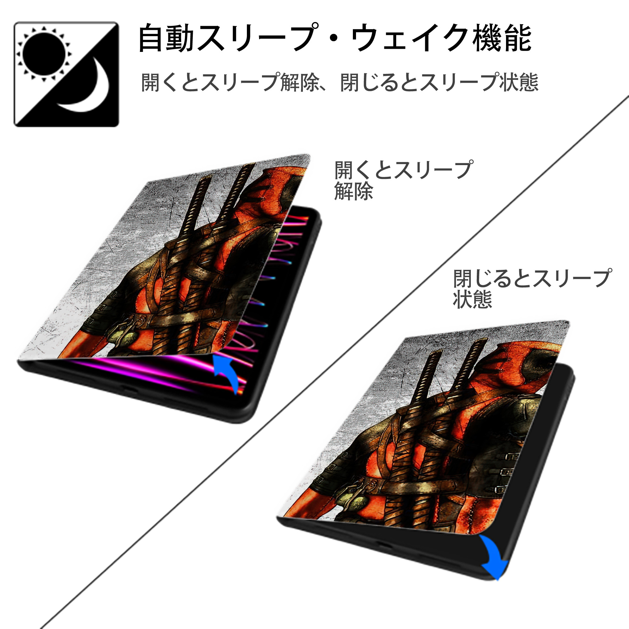 アベンジャーズ The Avengers IPadケース ペンホルダー付き ブックスタイルデザイン