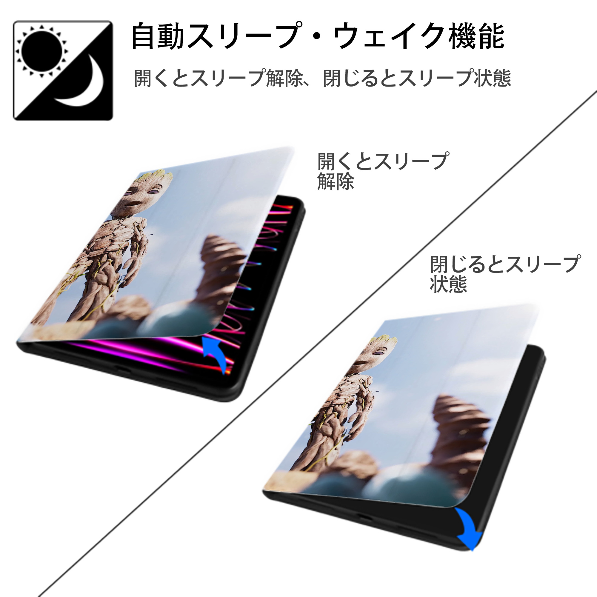 アベンジャーズ The Avengers IPadケース ペンホルダー付き ブックスタイルデザイン
