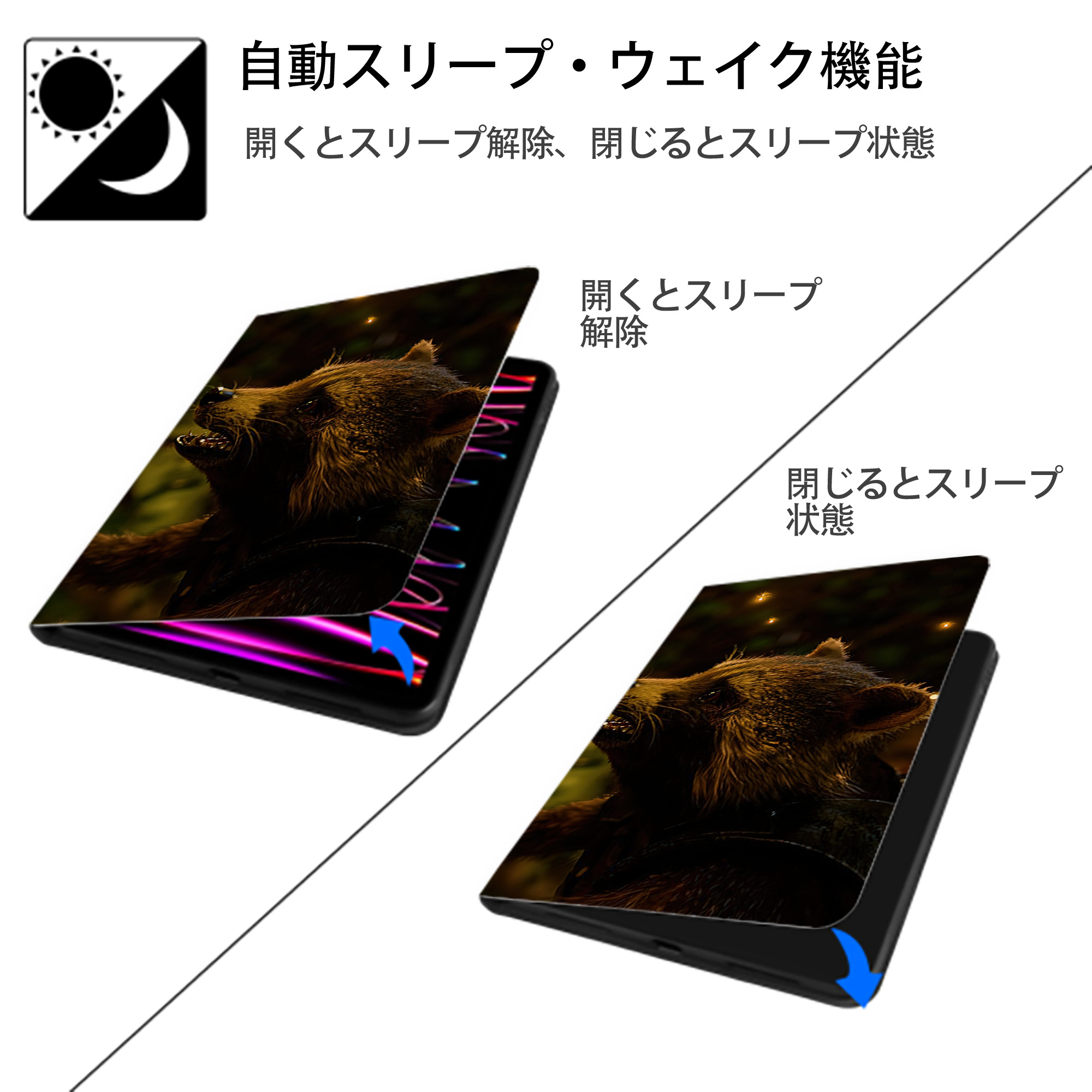 アベンジャーズ The Avengers IPadケース ペンホルダー付き ブックスタイルデザイン