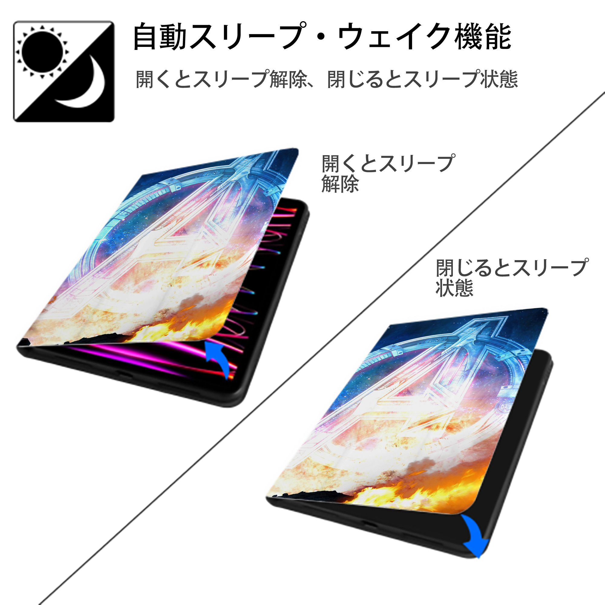 アベンジャーズ The Avengers IPadケース ペンホルダー付き ブックスタイルデザイン