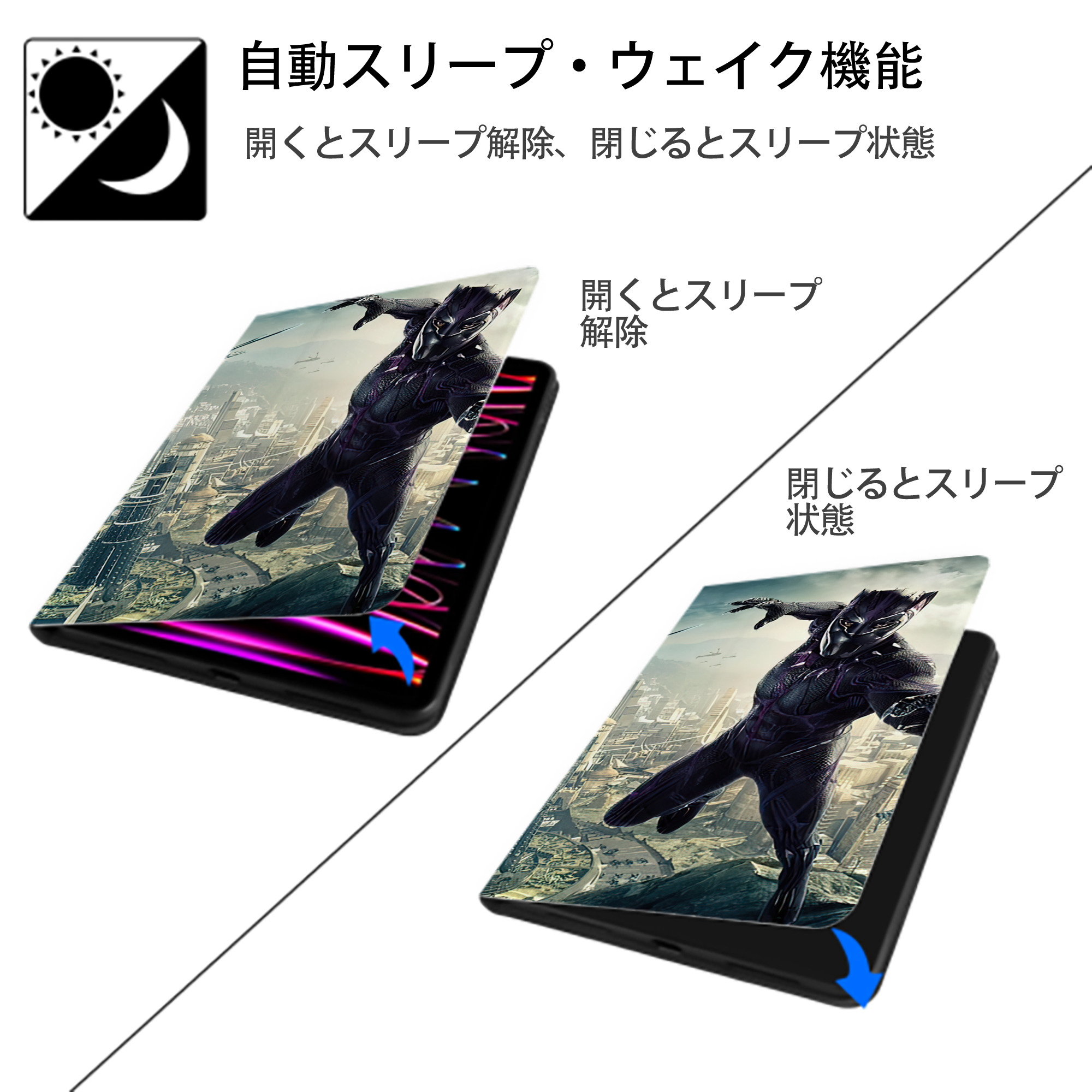 アベンジャーズ The Avengers IPadケース ペンホルダー付き ブックスタイルデザイン