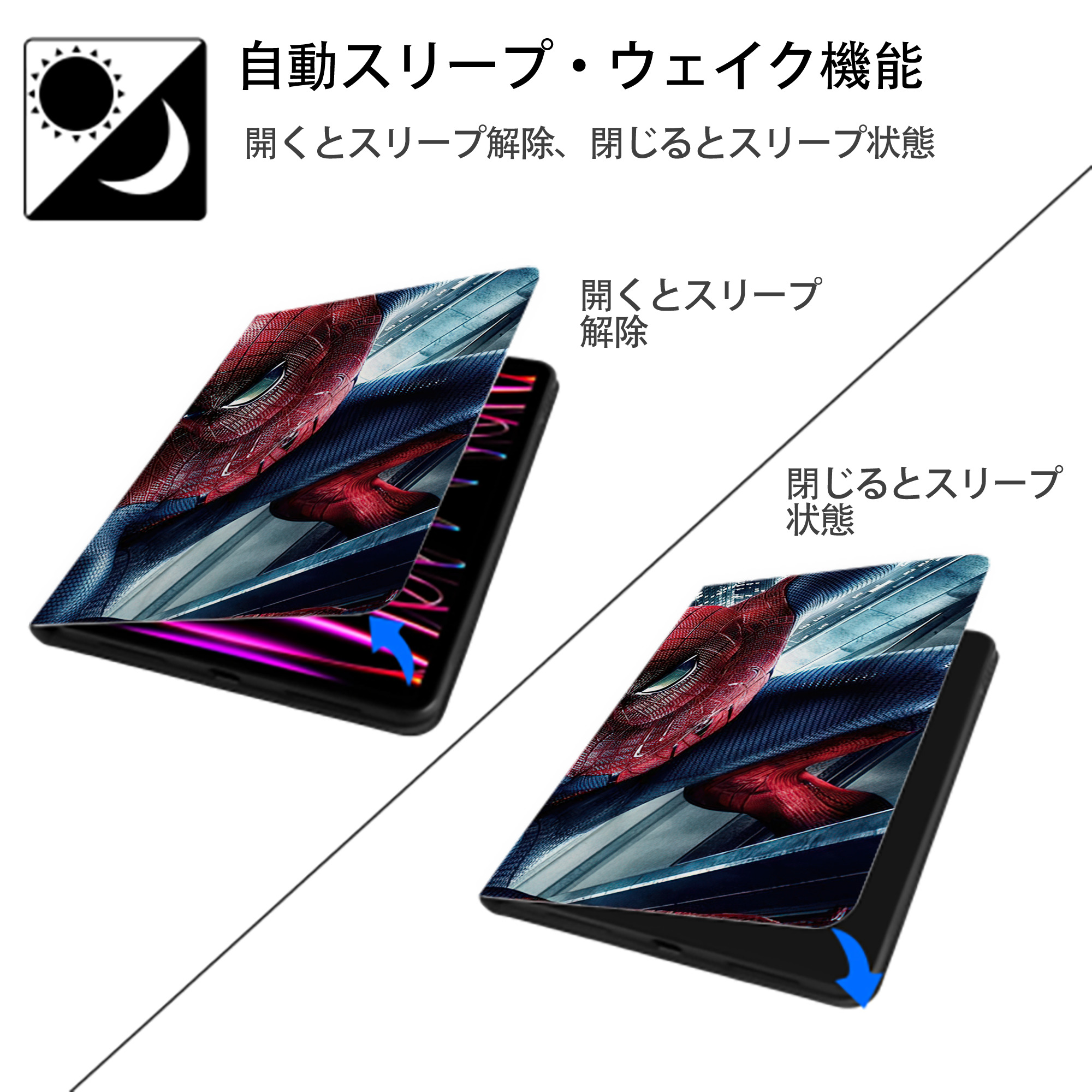アベンジャーズ The Avengers IPadケース ペンホルダー付き ブックスタイルデザイン