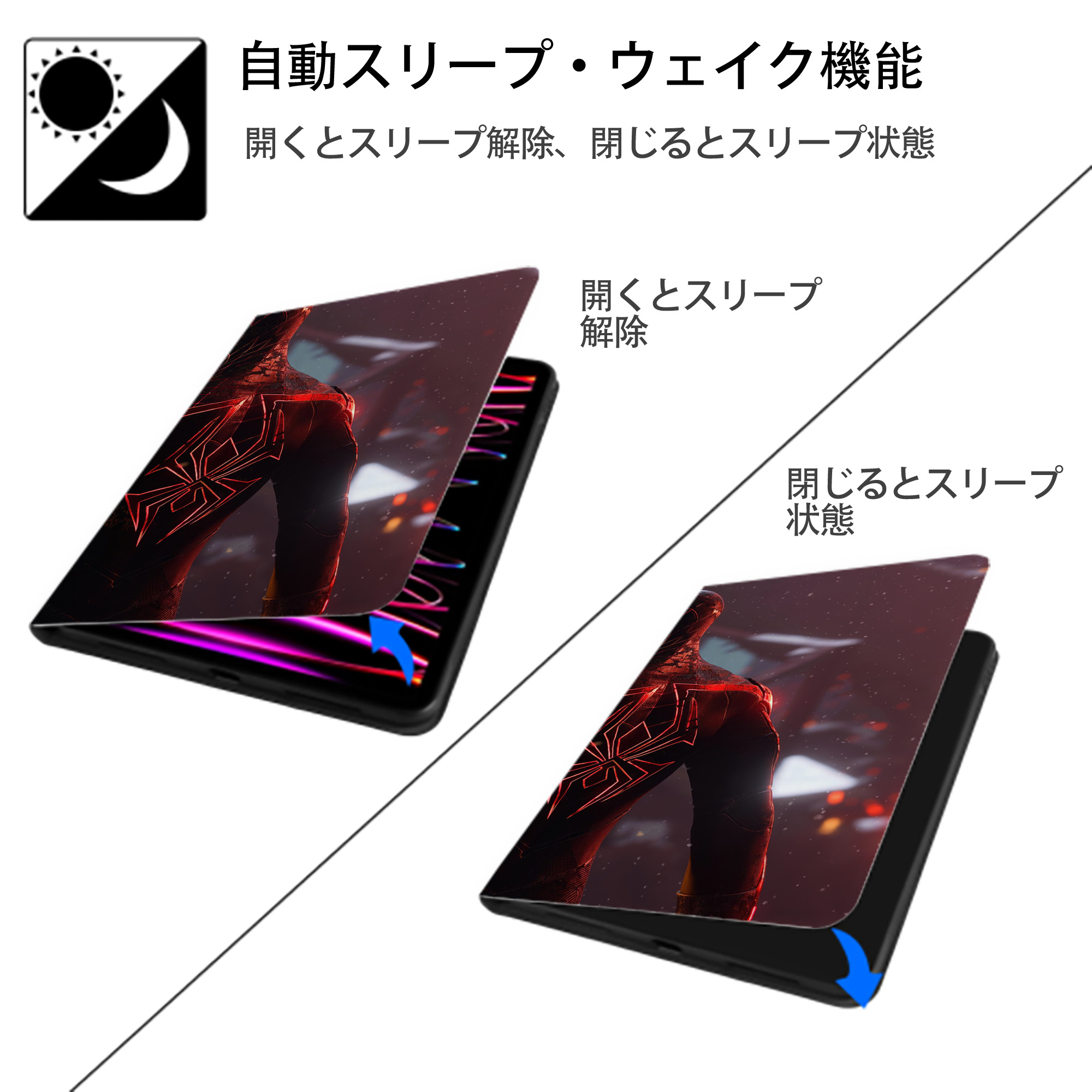 アベンジャーズ The Avengers IPadケース ペンホルダー付き ブックスタイルデザイン