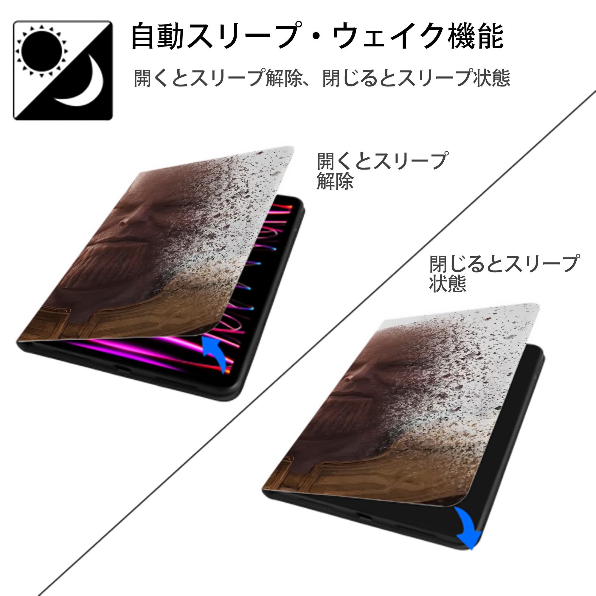 アベンジャーズ The Avengers IPadケース ペンホルダー付き ブックスタイルデザイン
