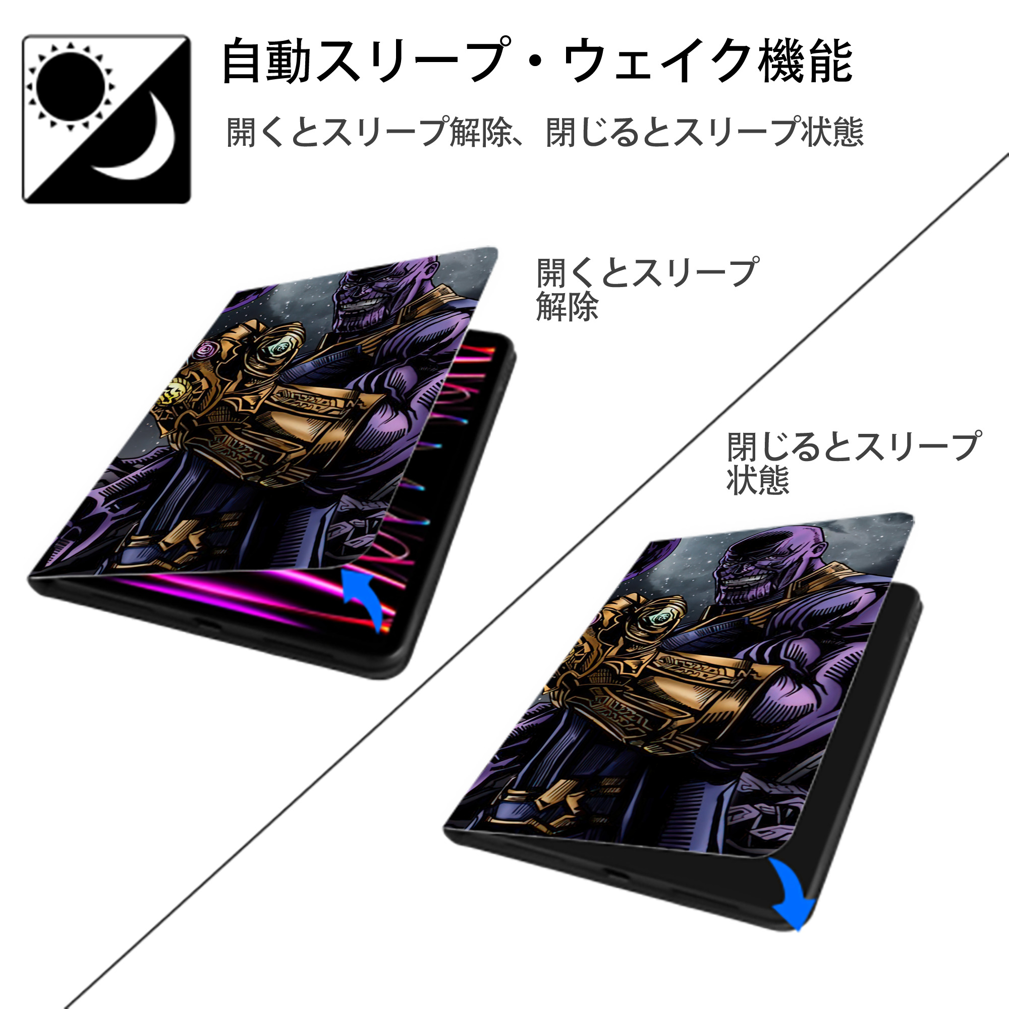 アベンジャーズ The Avengers IPadケース ペンホルダー付き ブックスタイルデザイン