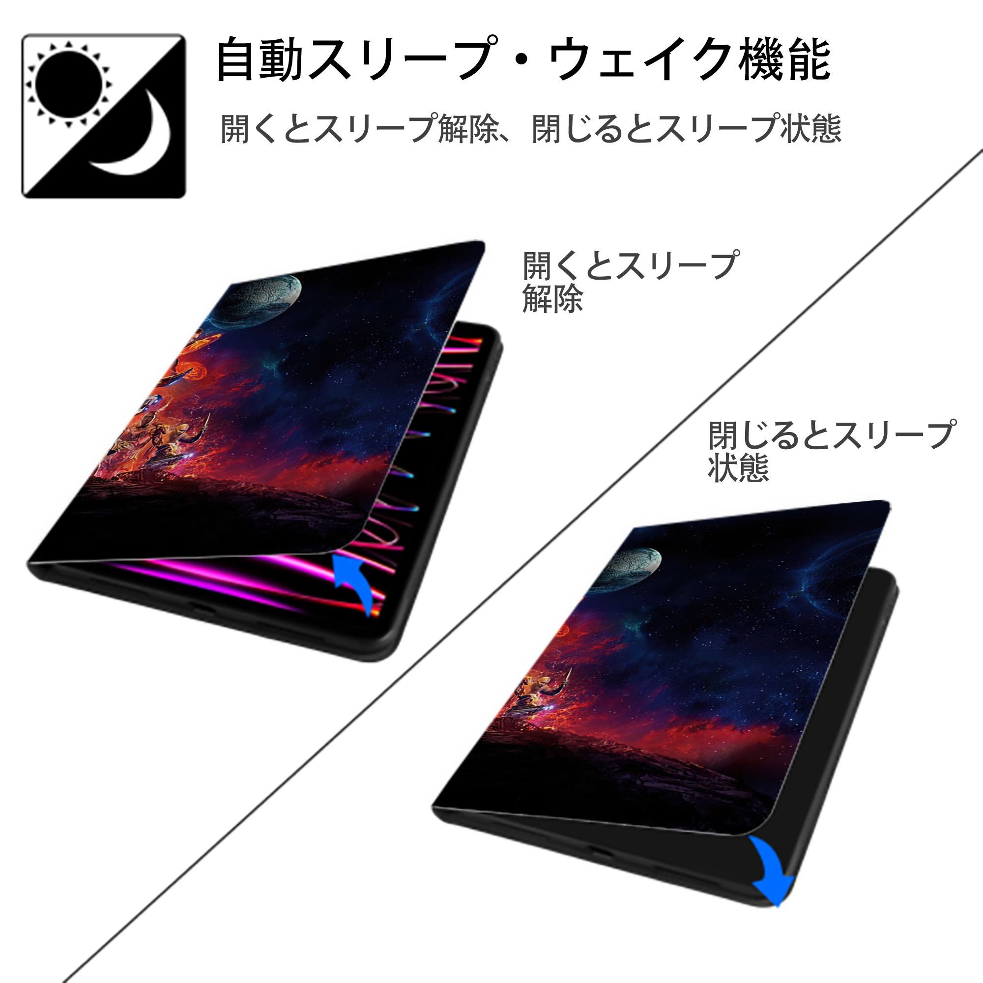 アベンジャーズ The Avengers IPadケース ペンホルダー付き ブックスタイルデザイン
