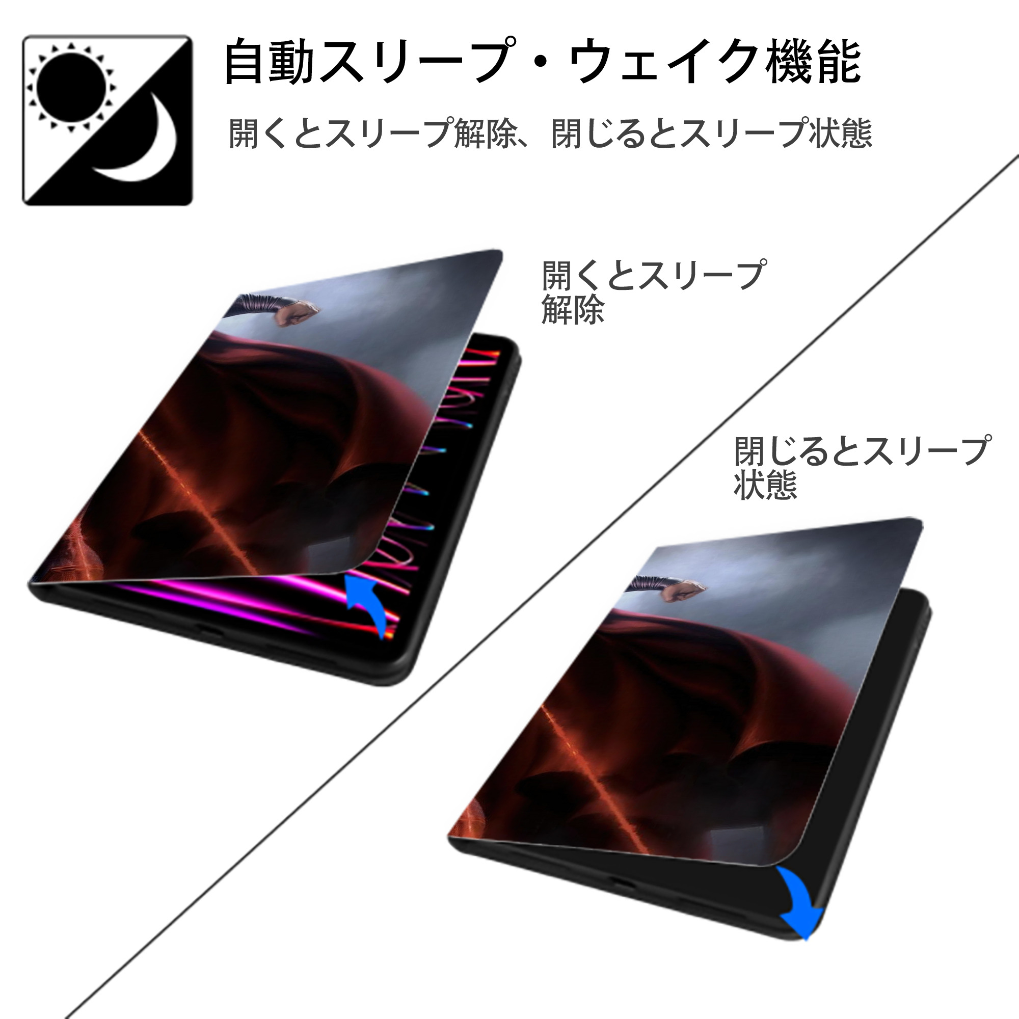 アベンジャーズ The Avengers IPadケース ペンホルダー付き ブックスタイルデザイン