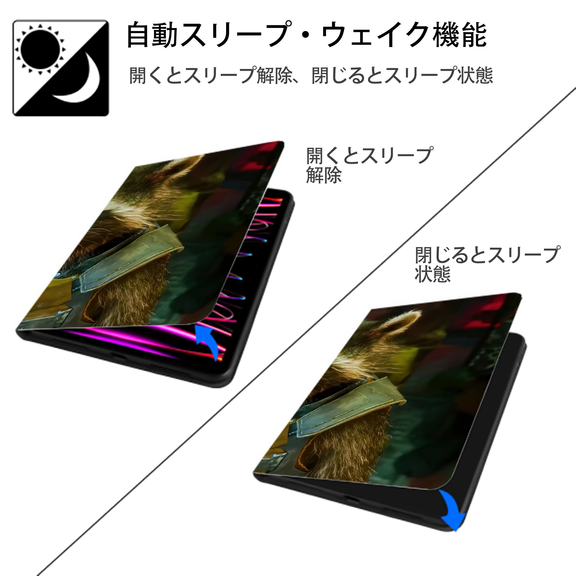 アベンジャーズ The Avengers IPadケース ペンホルダー付き ブックスタイルデザイン