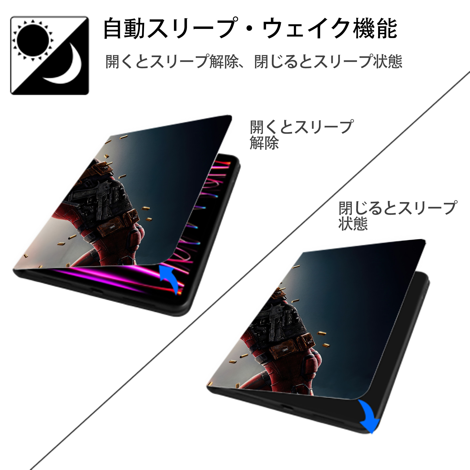 アベンジャーズ The Avengers IPadケース ペンホルダー付き ブックスタイルデザイン