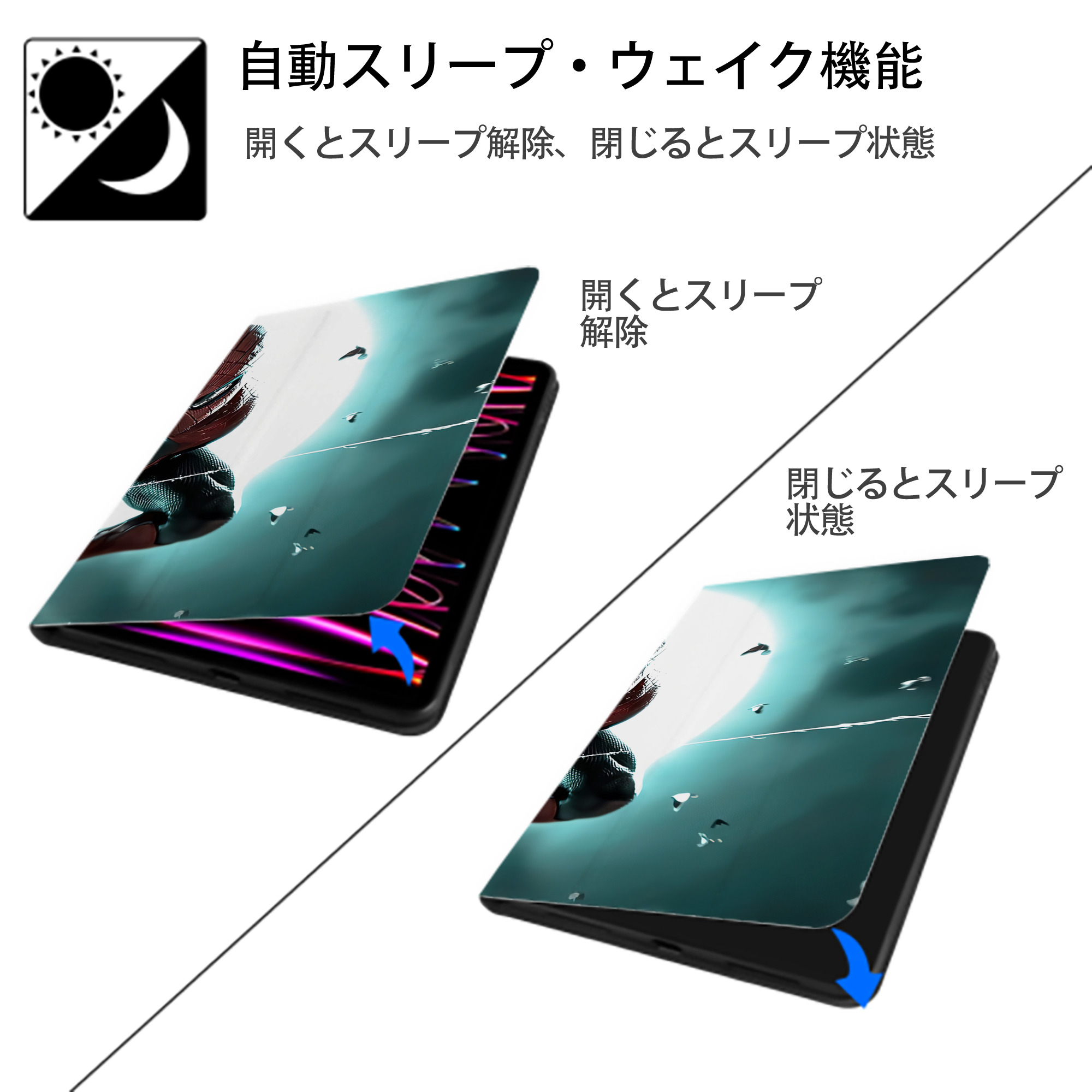 アベンジャーズ The Avengers IPadケース ペンホルダー付き ブックスタイルデザイン