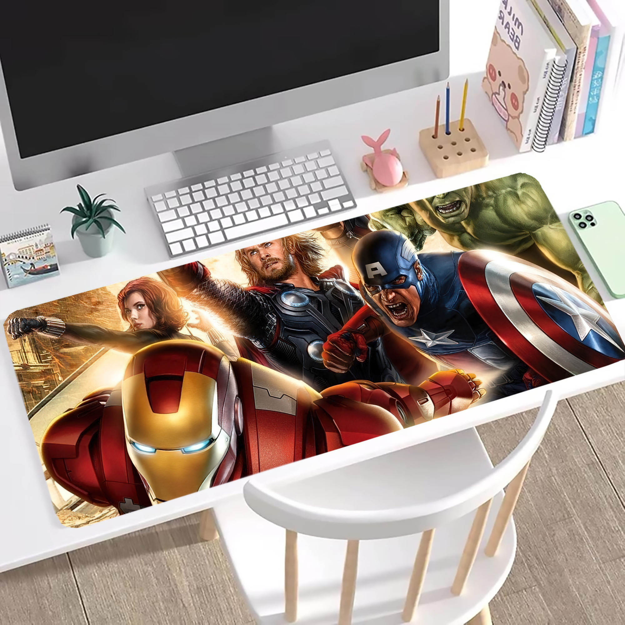 （画像用） アベンジャーズ The Avengers ステッチ加工 大判デスクマット／滑り止めマウスパッド