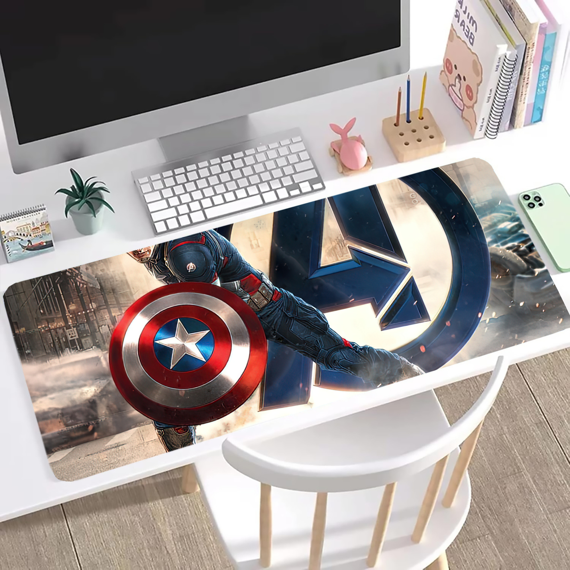 （画像用） アベンジャーズ The Avengers ステッチ加工 大判デスクマット／滑り止めマウスパッド