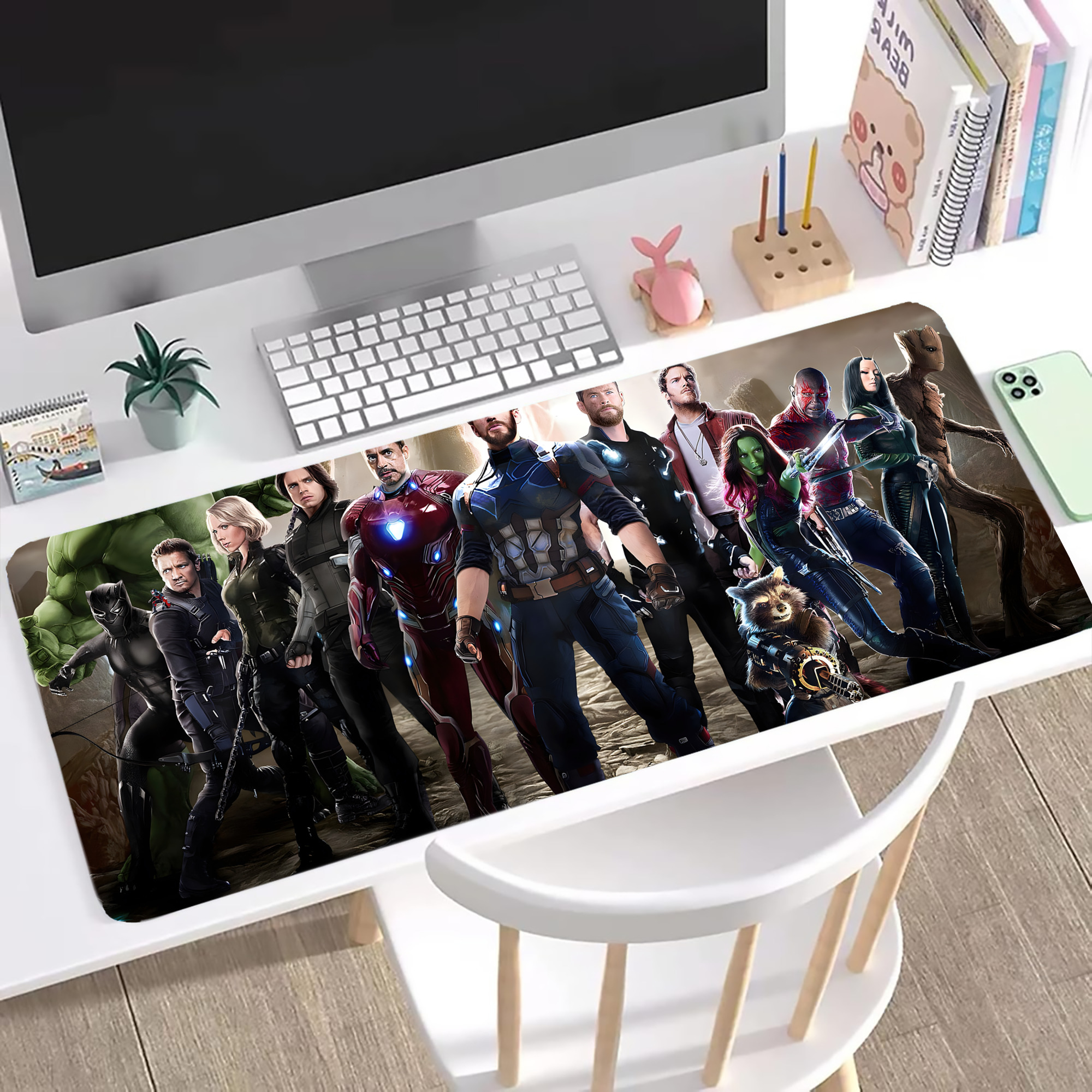 （画像用） アベンジャーズ The Avengers ステッチ加工 大判デスクマット／滑り止めマウスパッド