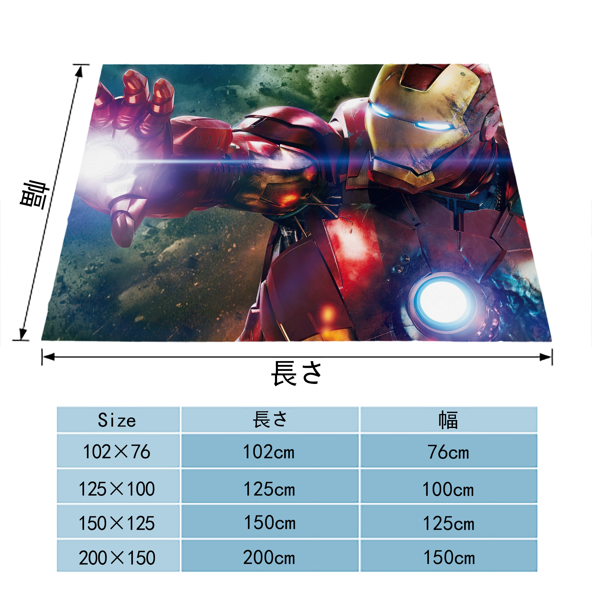 アベンジャーズ The Avengers フランネルブランケット・多サイズ対応（横型）