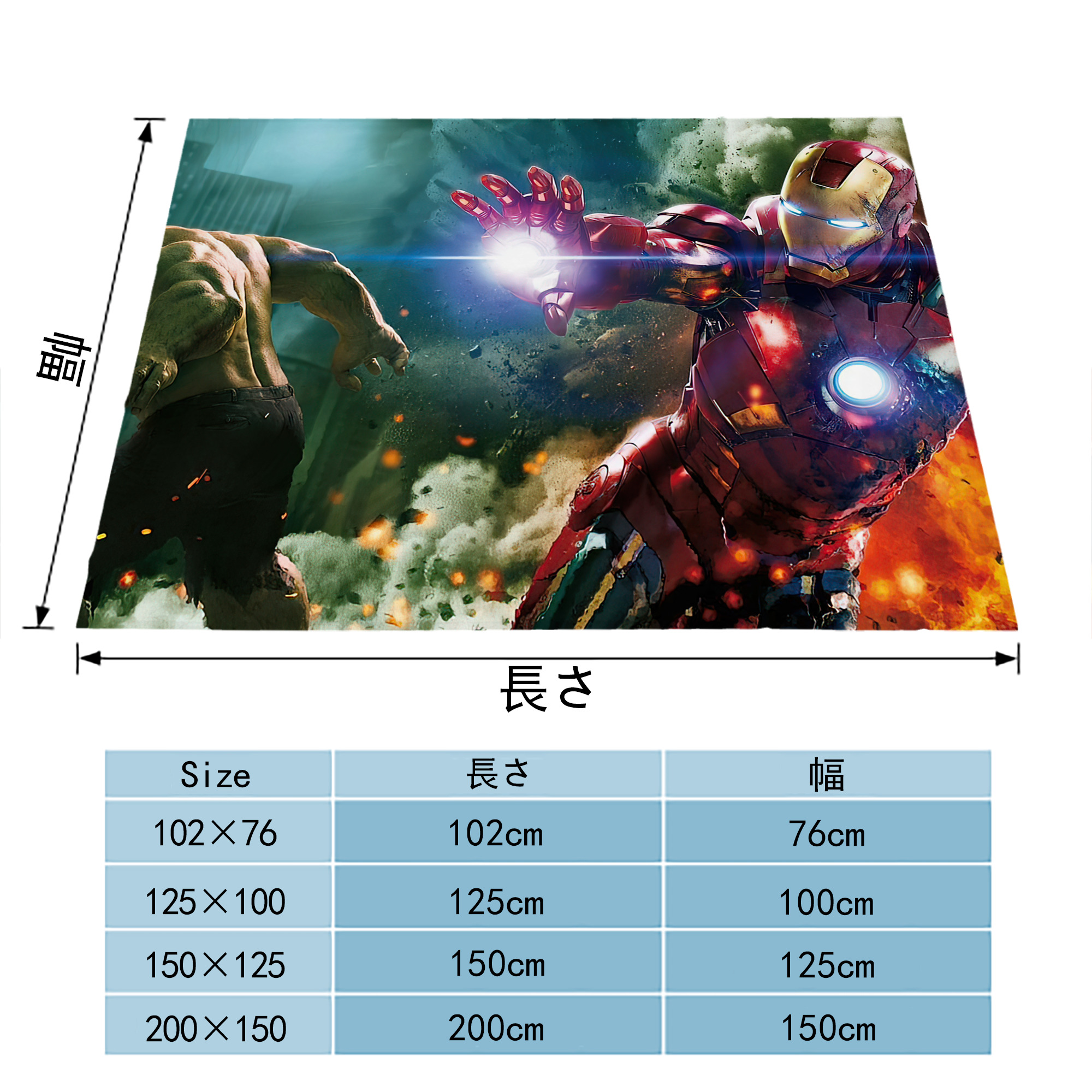 アベンジャーズ The Avengers フランネルブランケット・多サイズ対応（横型）