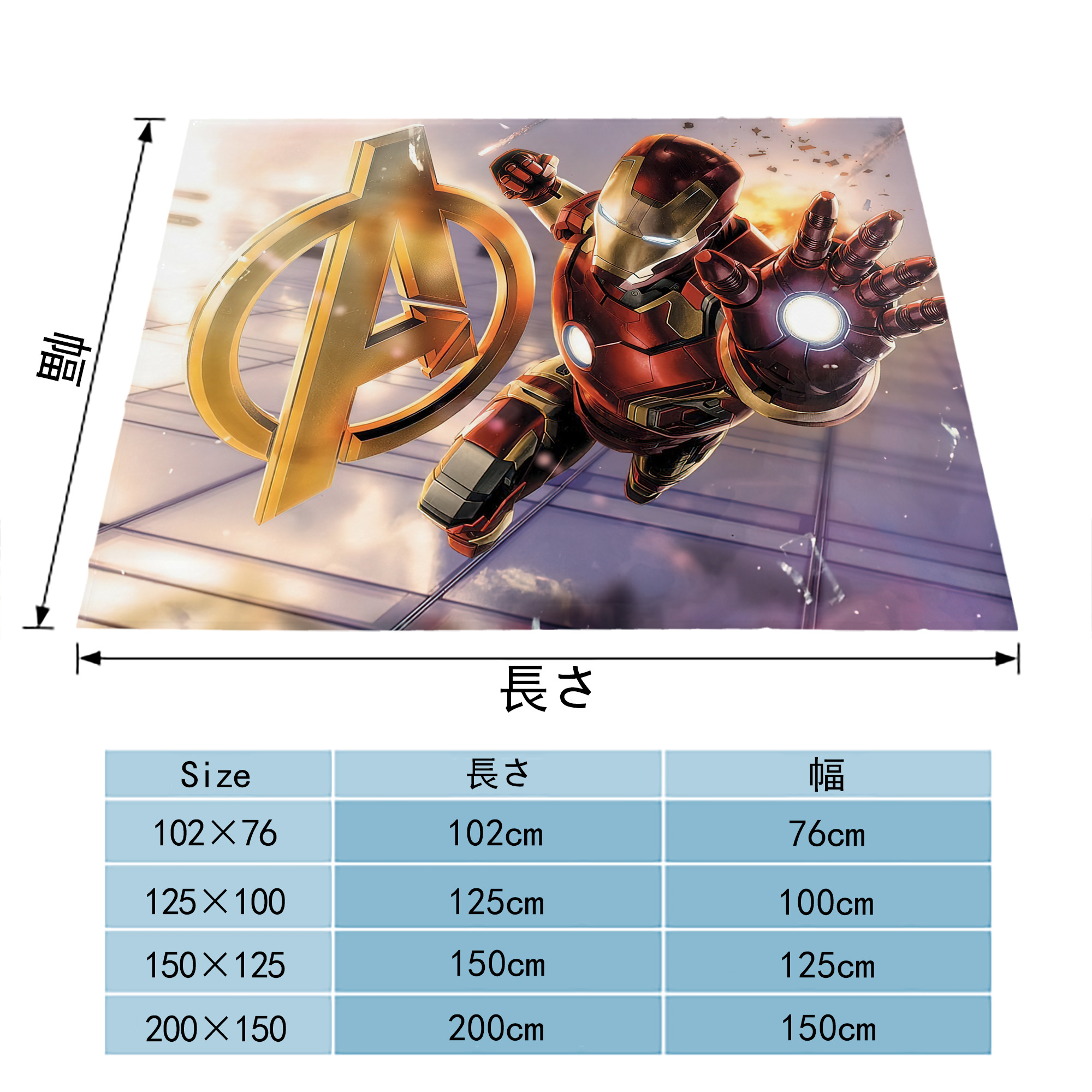 アベンジャーズ The Avengers フランネルブランケット・多サイズ対応（横型）