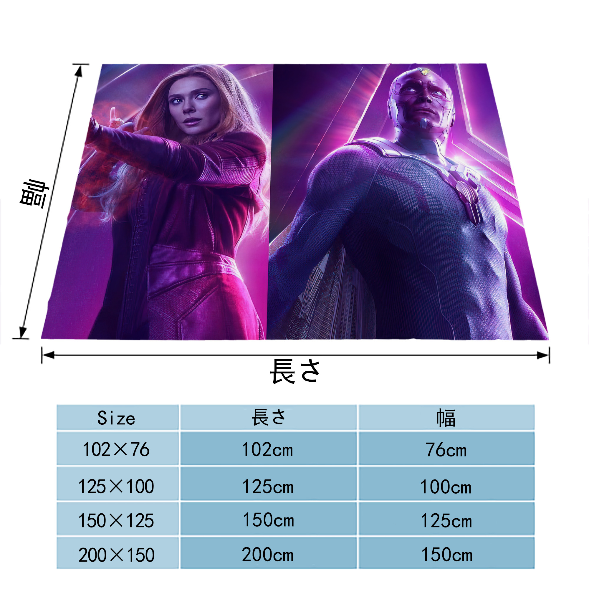 アベンジャーズ The Avengers フランネルブランケット・多サイズ対応（横型）