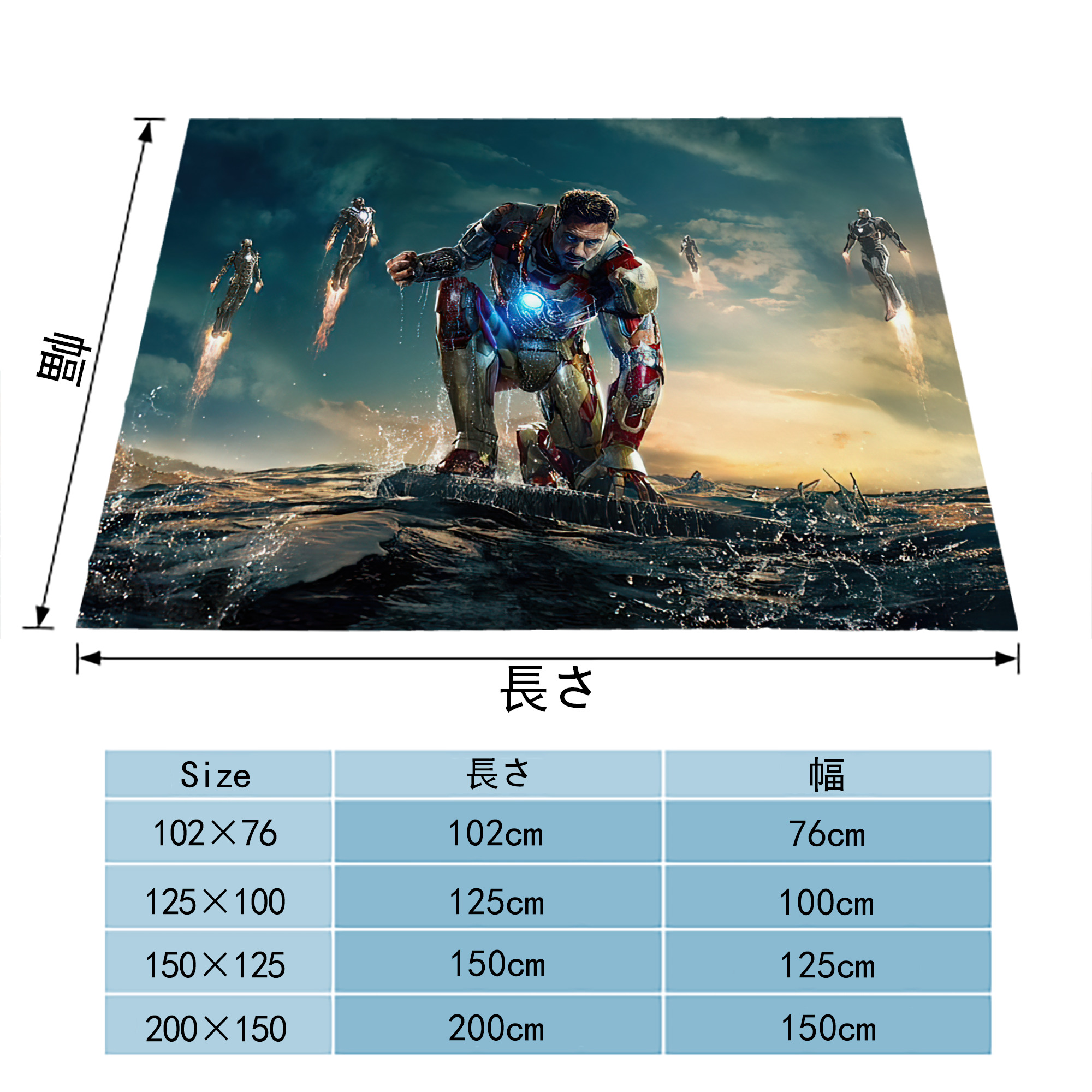 アベンジャーズ The Avengers フランネルブランケット・多サイズ対応（横型）