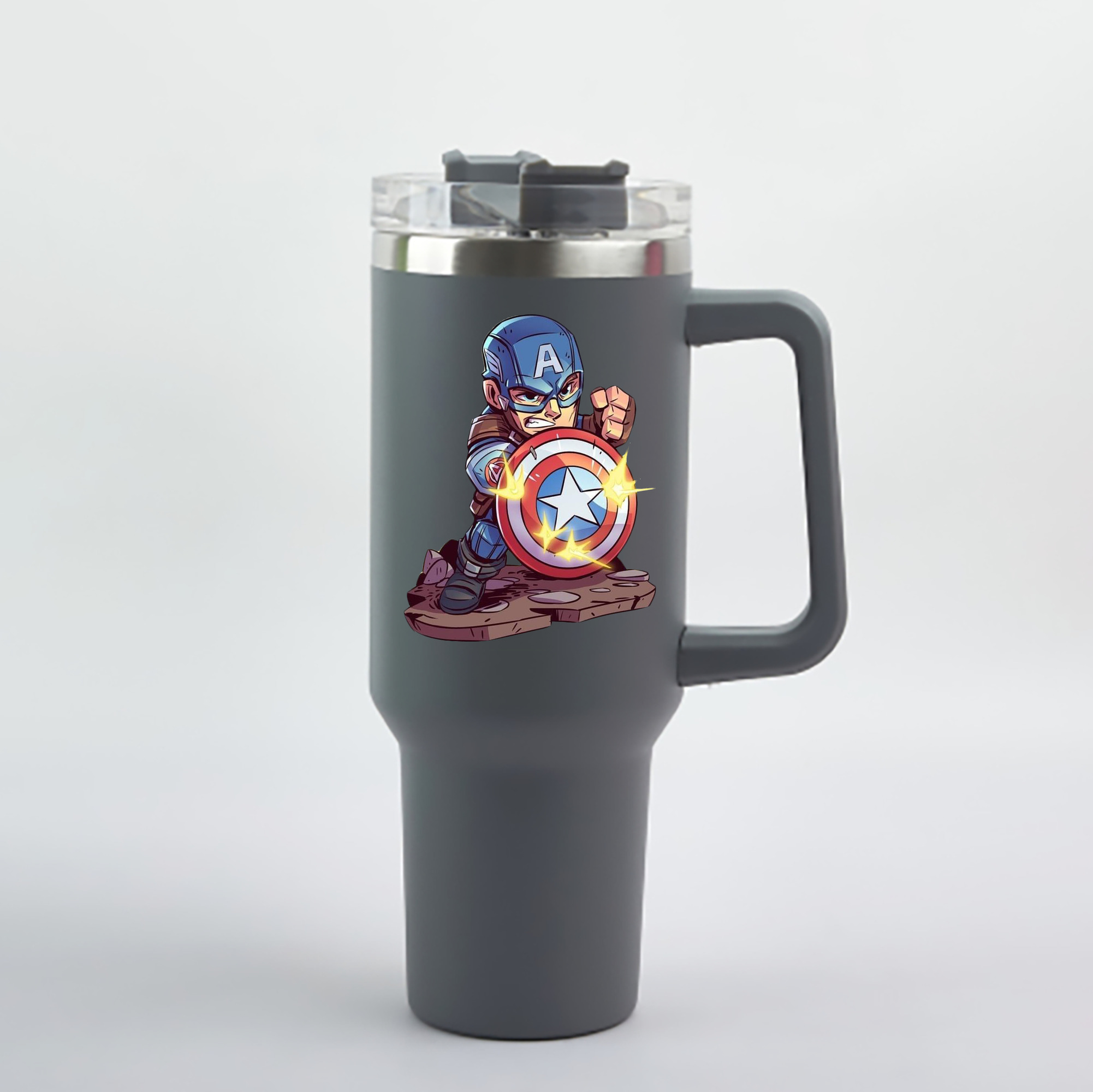 （画像用） アベンジャーズ The Avengers 1200mL車用タンブラー - クリスタルステッカー（プラスチックストロー付き）