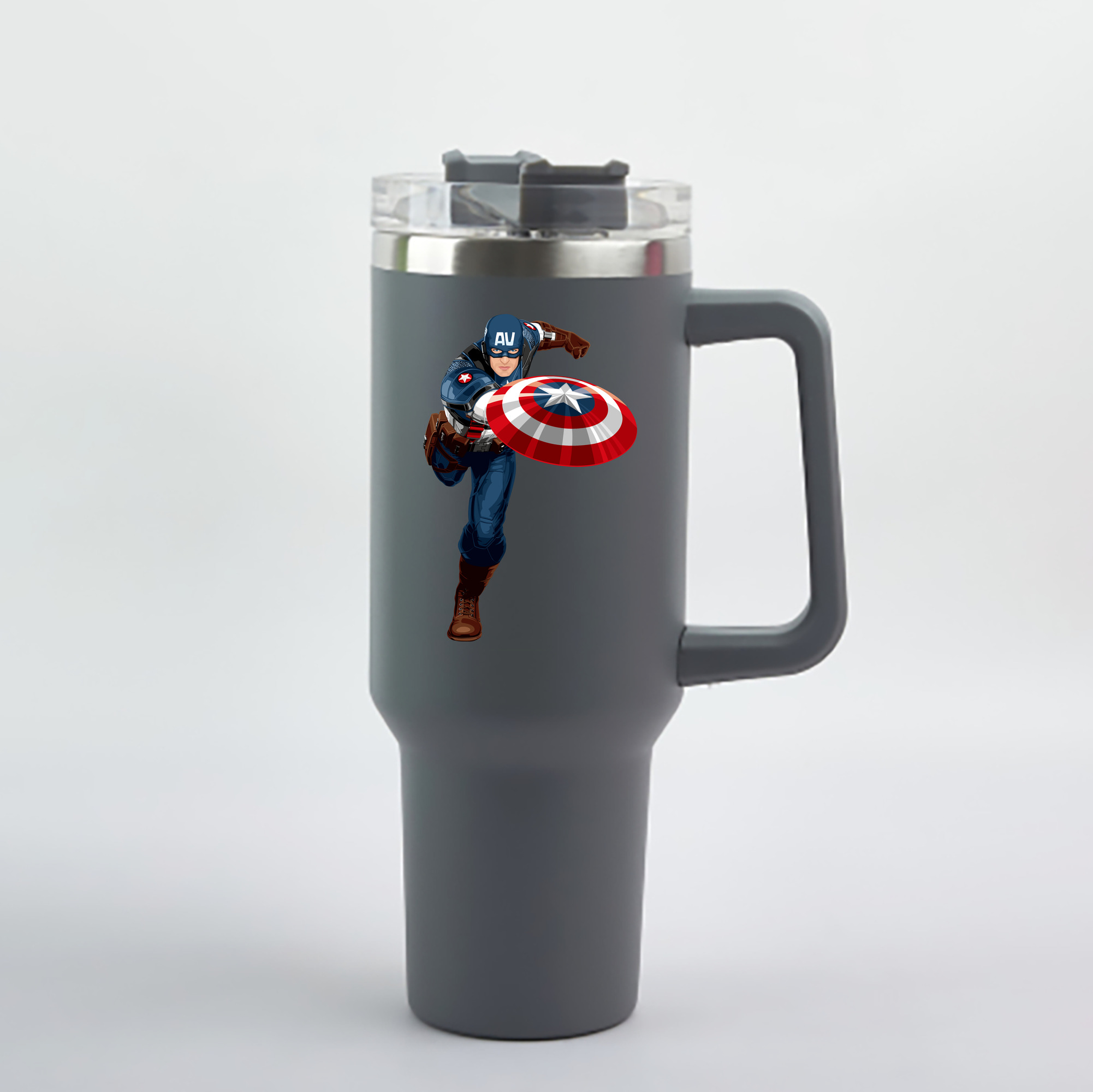 （画像用） アベンジャーズ The Avengers 1200mL車用タンブラー - クリスタルステッカー（プラスチックストロー付き）