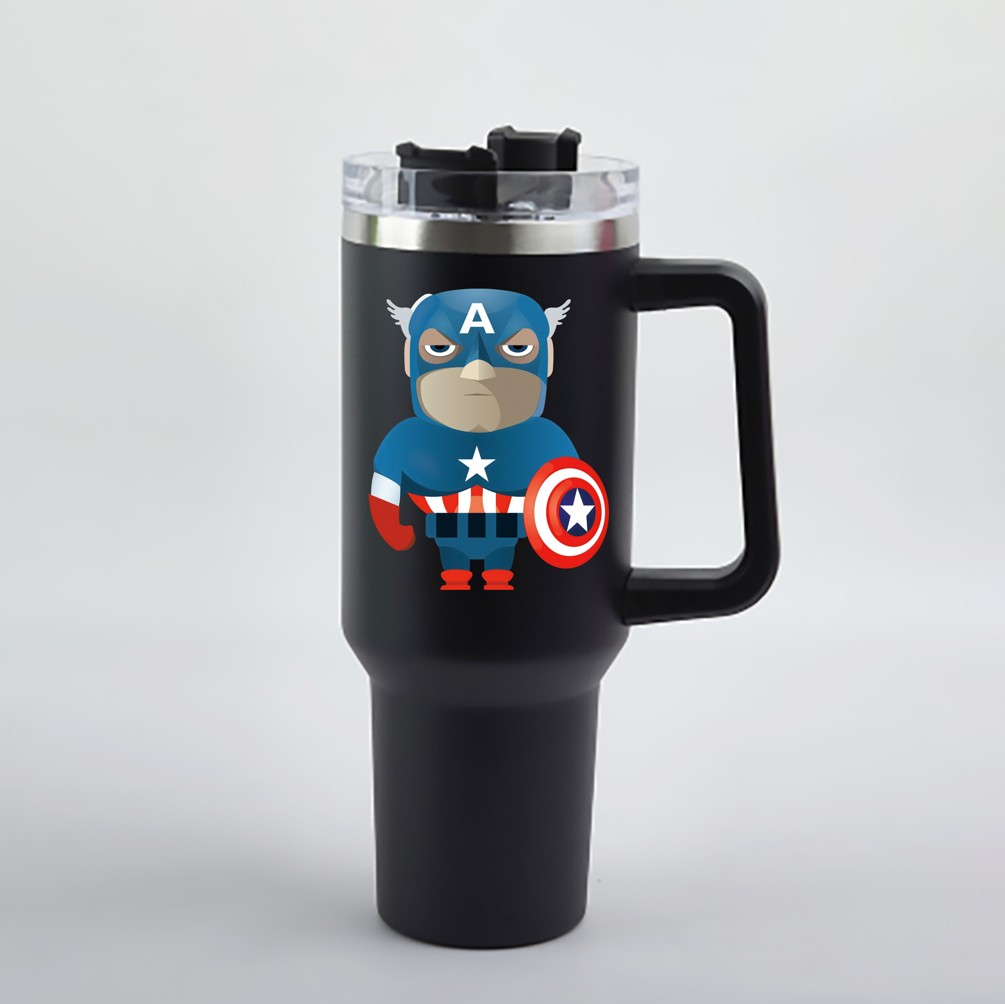 （画像用） アベンジャーズ The Avengers 1200mL車用タンブラー - クリスタルステッカー（プラスチックストロー付き）