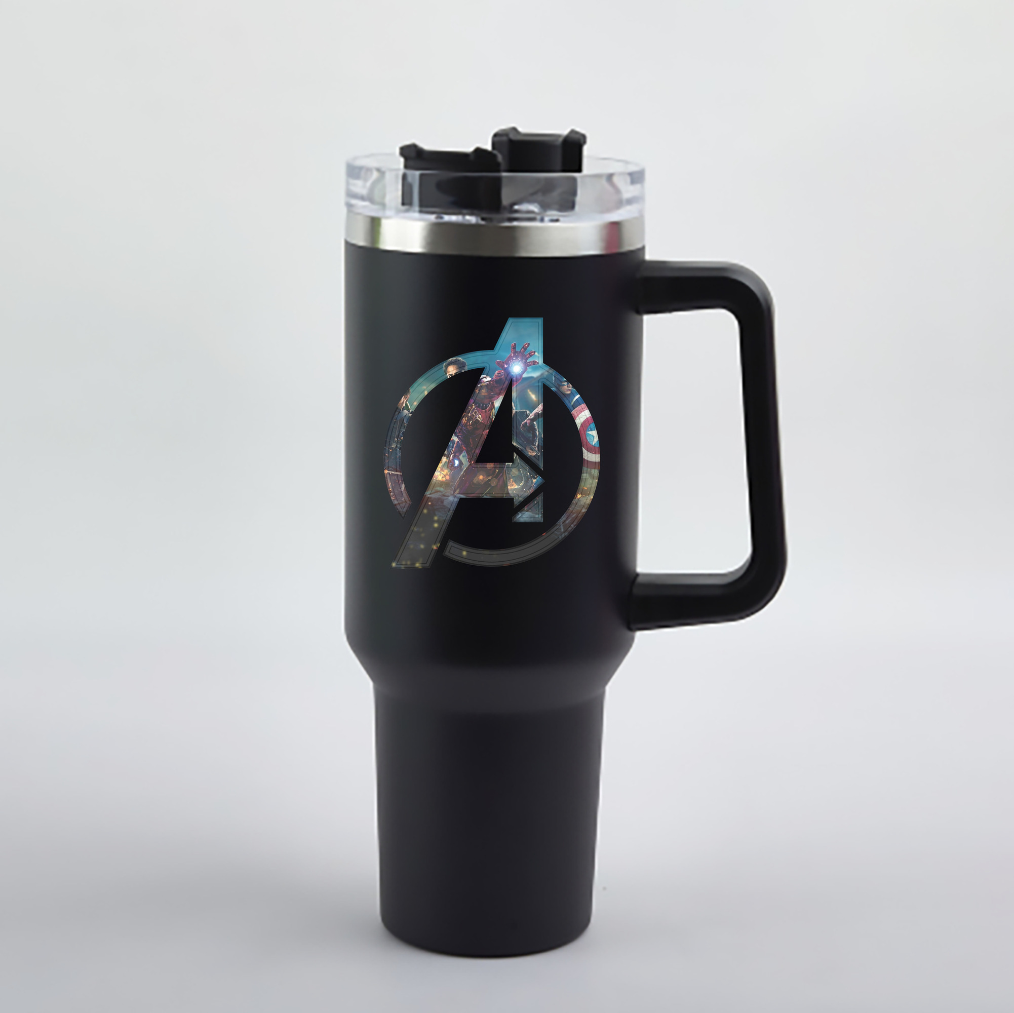 （画像用） アベンジャーズ The Avengers 1200mL車用タンブラー - クリスタルステッカー（プラスチックストロー付き）