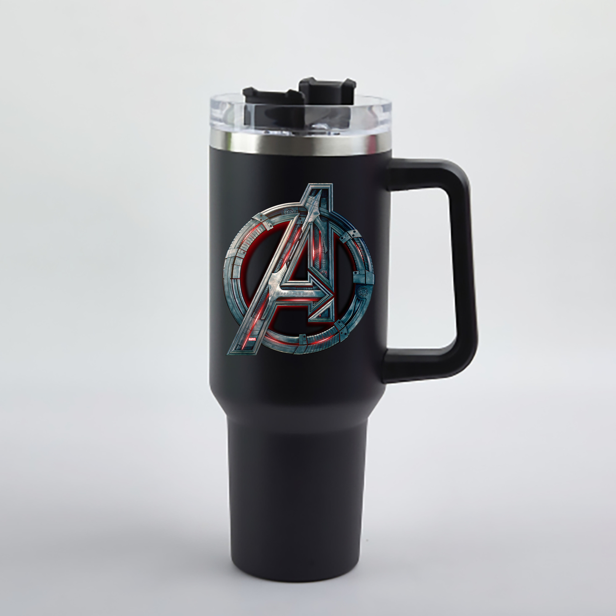 （画像用） アベンジャーズ The Avengers 1200mL車用タンブラー - クリスタルステッカー（プラスチックストロー付き）