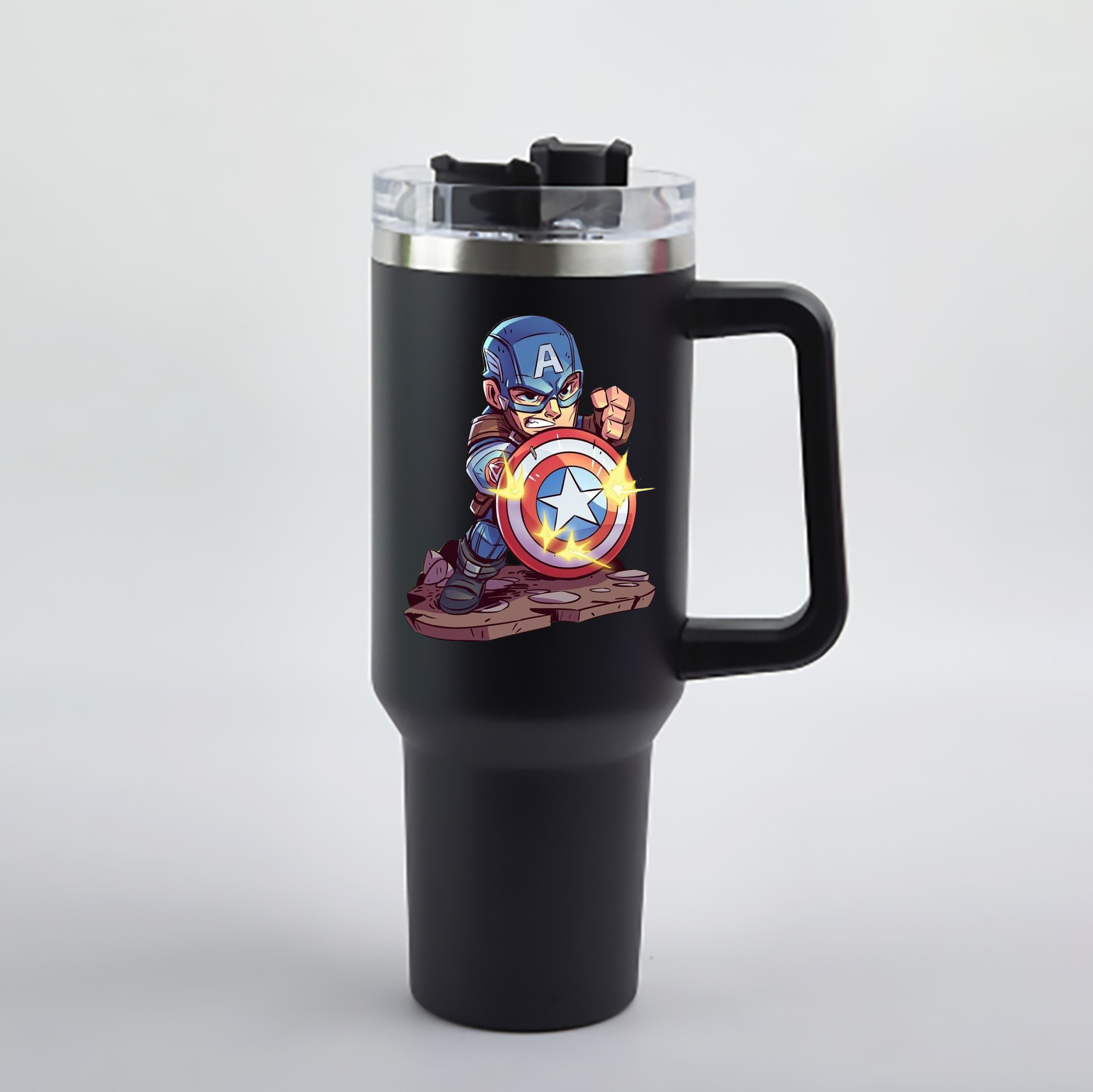 （画像用） アベンジャーズ The Avengers 1200mL車用タンブラー - クリスタルステッカー（プラスチックストロー付き）